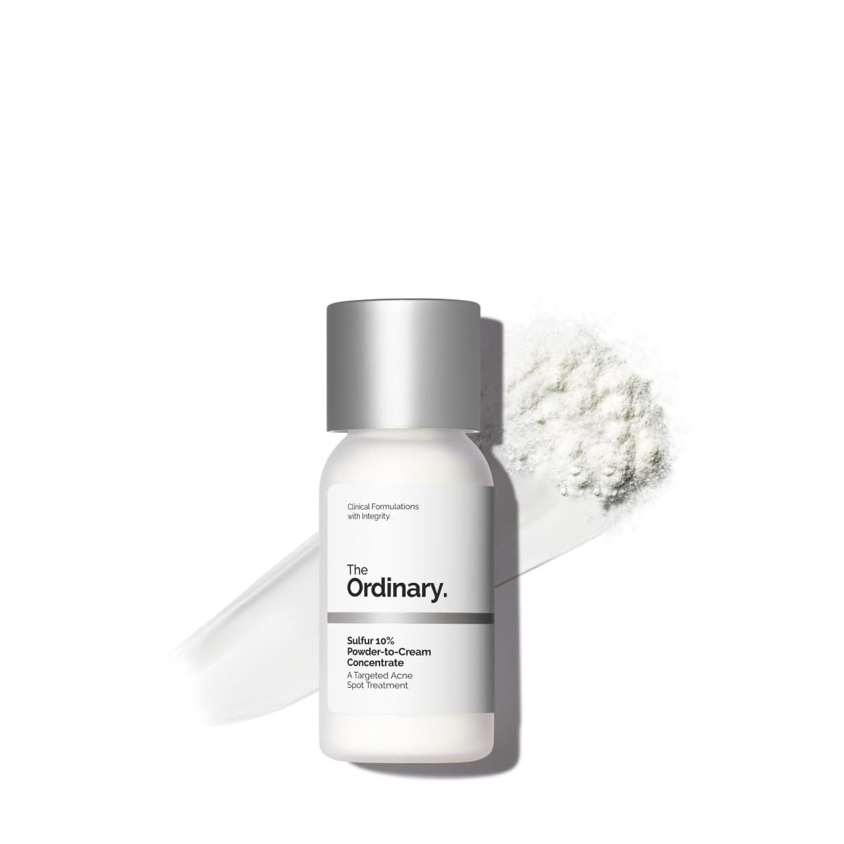 The Ordinary Sulfur 10% Powder-to-Cream Acne Spot Treatment Concentrate, Reduces Pimple Size and Zit Redness, 0.18 Oz