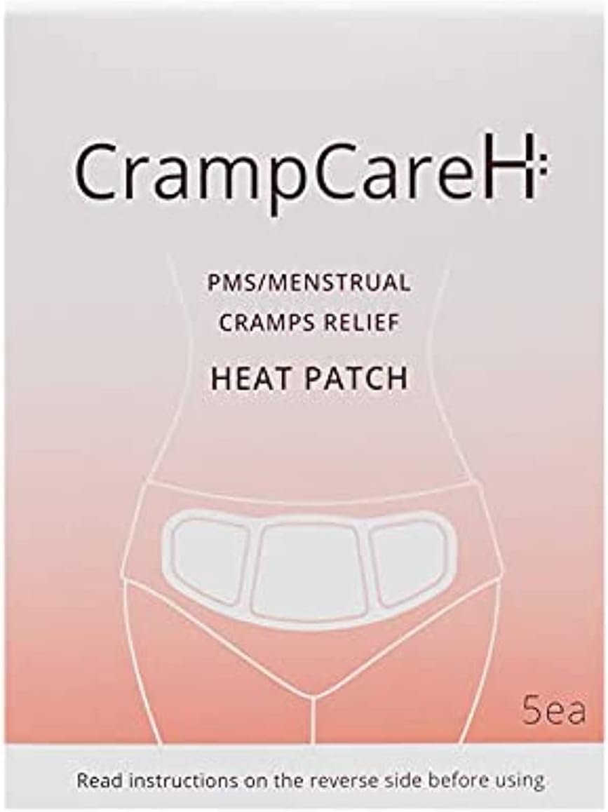 (5 Patches) CrampCareH PMS/Menstrual Cramps Relief Heat Patch with Wide Wings, FDA Registered
