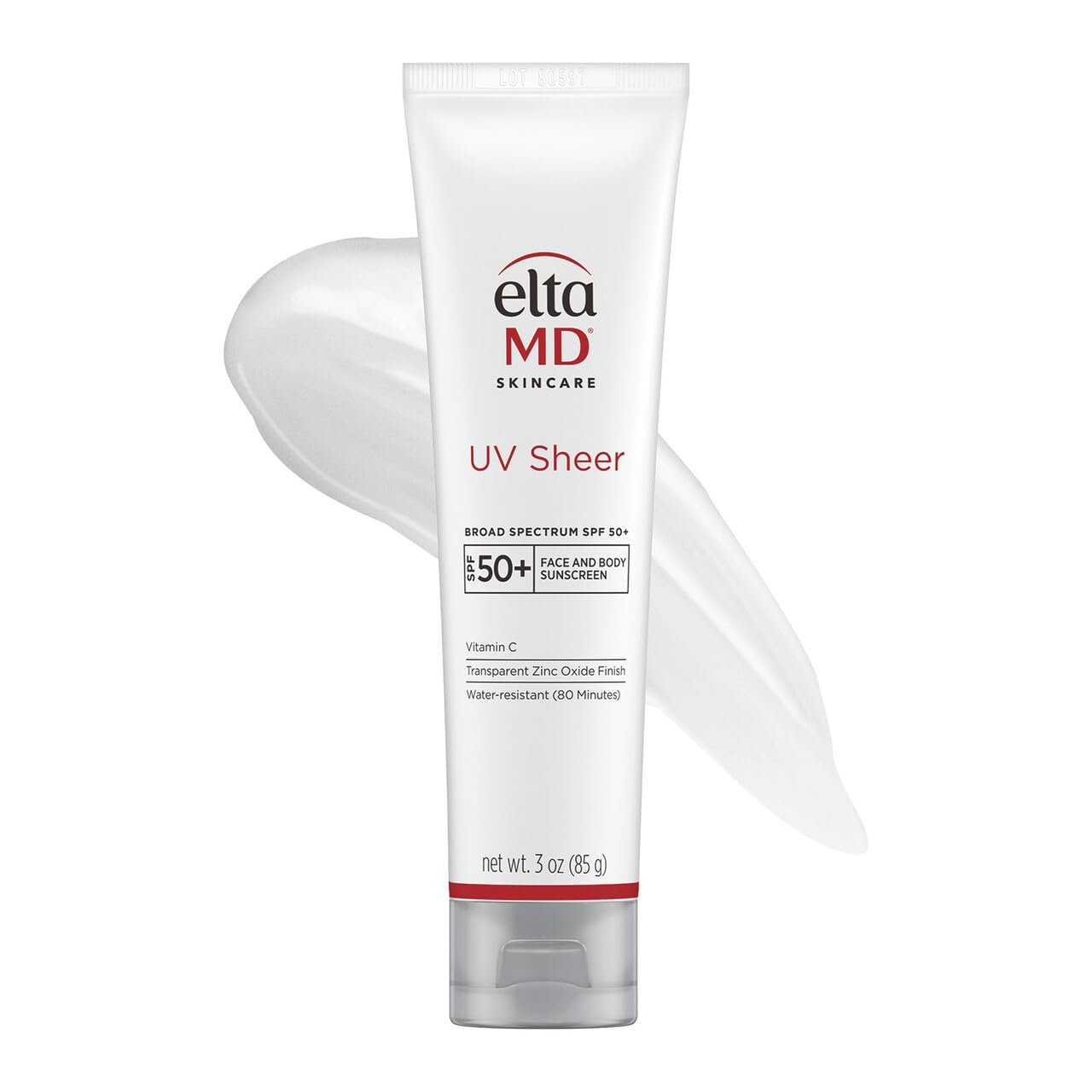 EltaMD UV Sheer Face Sunscreen, SPF 50+ No White Cast Sunscreen for Face and Body, Zinc Oxide Sunscreen Formula