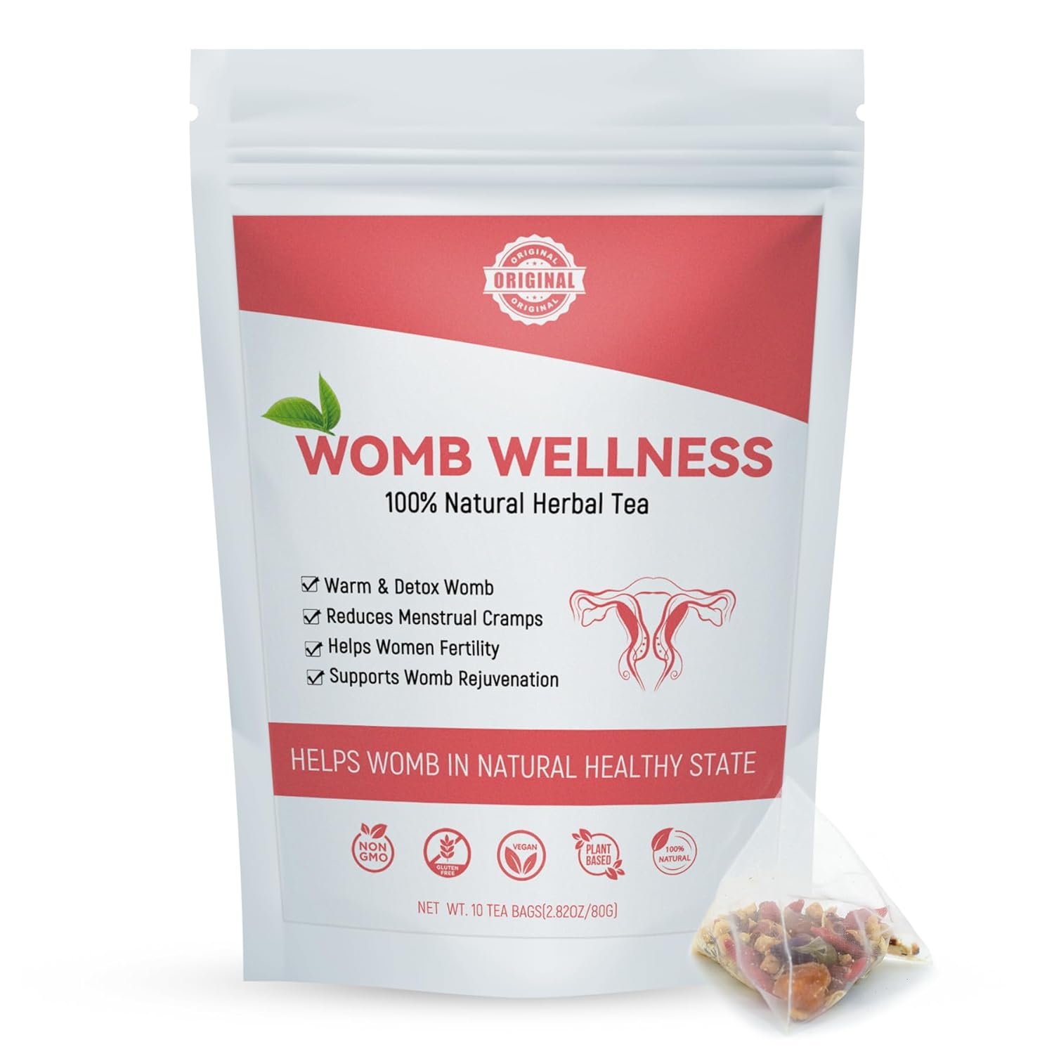 Laicuherb Natural Womb Fertility Tea for Women Ovary and Uterus Cleanse, Womb Detox Fibroid Tea Helps with Hormone Balance and Get Pregnant Fast for Women, Pcos Teas for Period Regularity 10 Teabags