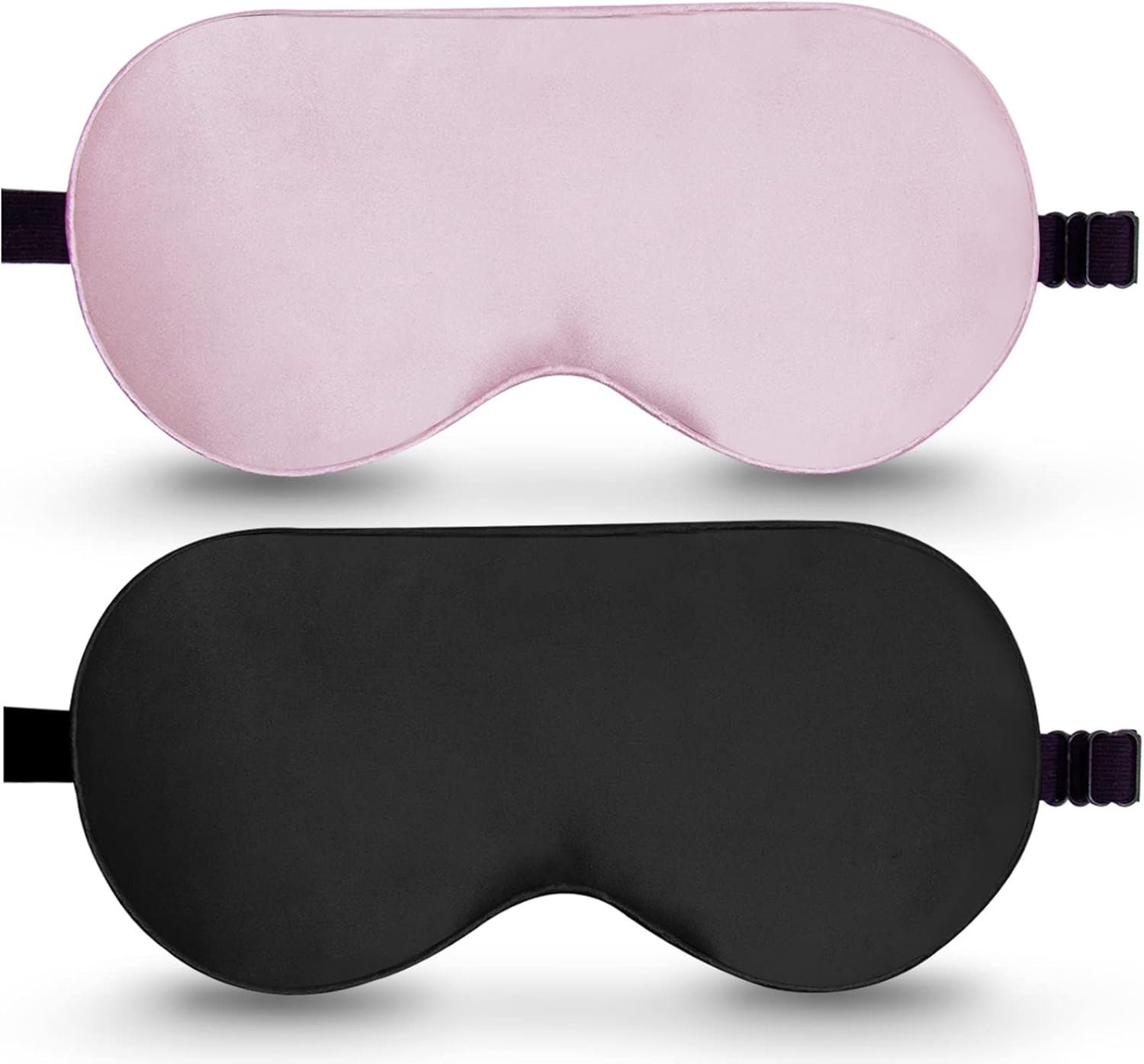 BeeVines 100% Real Mulberry Silk 2 Pack Sleep Mask, Natural Pure Silk Eye Masks with Adjustable Strap for Sleeping, 100% Block Light Eye Sleep Shade Cover, Reduces Puffy Eyes Traveling Gifts