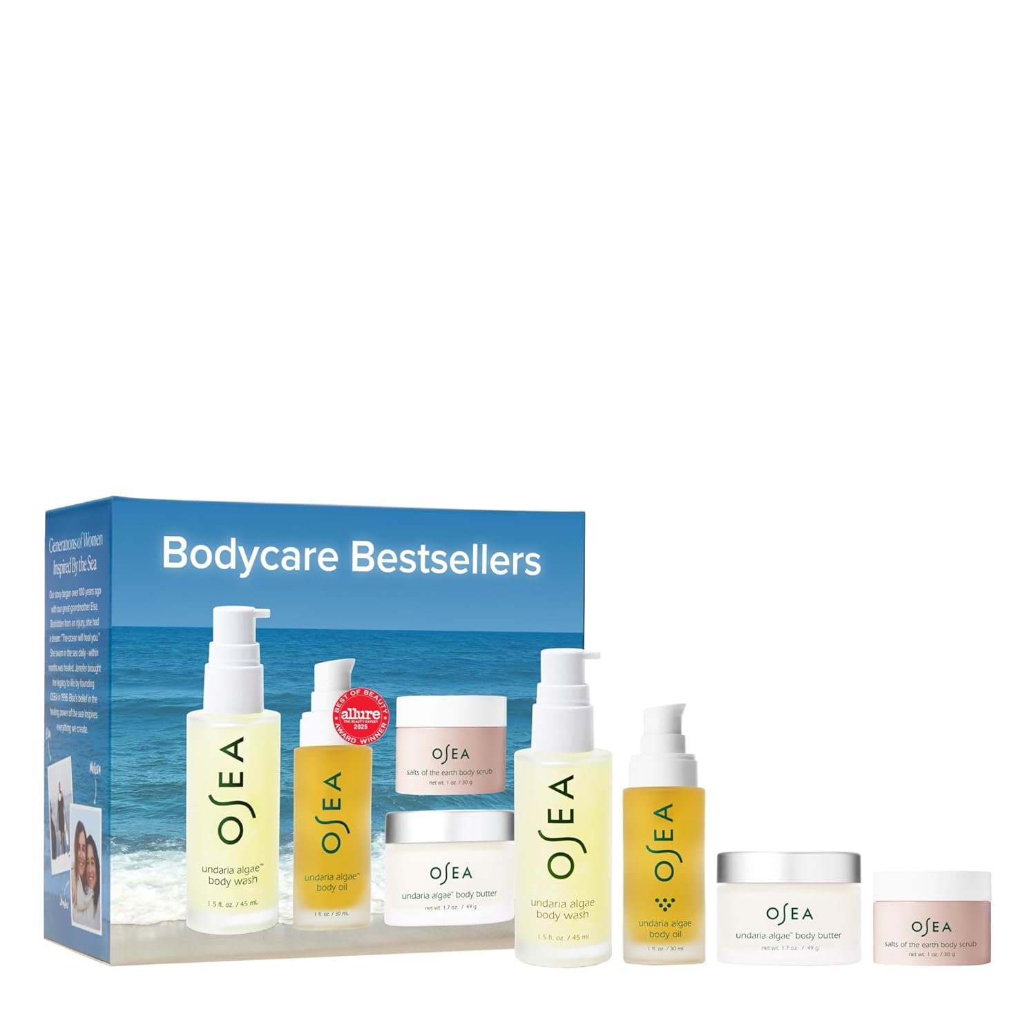 OSEA Bodycare Bestsellers Skincare Set – 4-piece Body Travel Set – 1oz – Body Oil, Body Butter, Body Scrub, & Body Wash