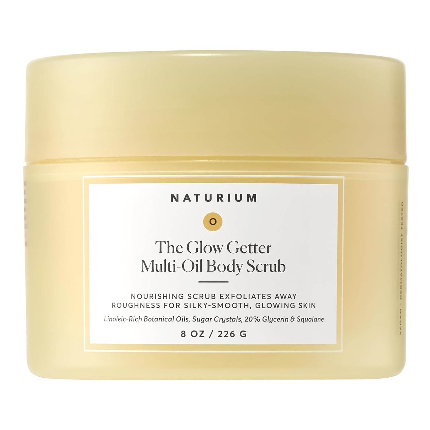 Naturium Glow Getter Body Scrub, Exfoliating Sugar Crystals with Linoleic-Rich Oils, Glycerin & Squalane, 226 g / 8 oz