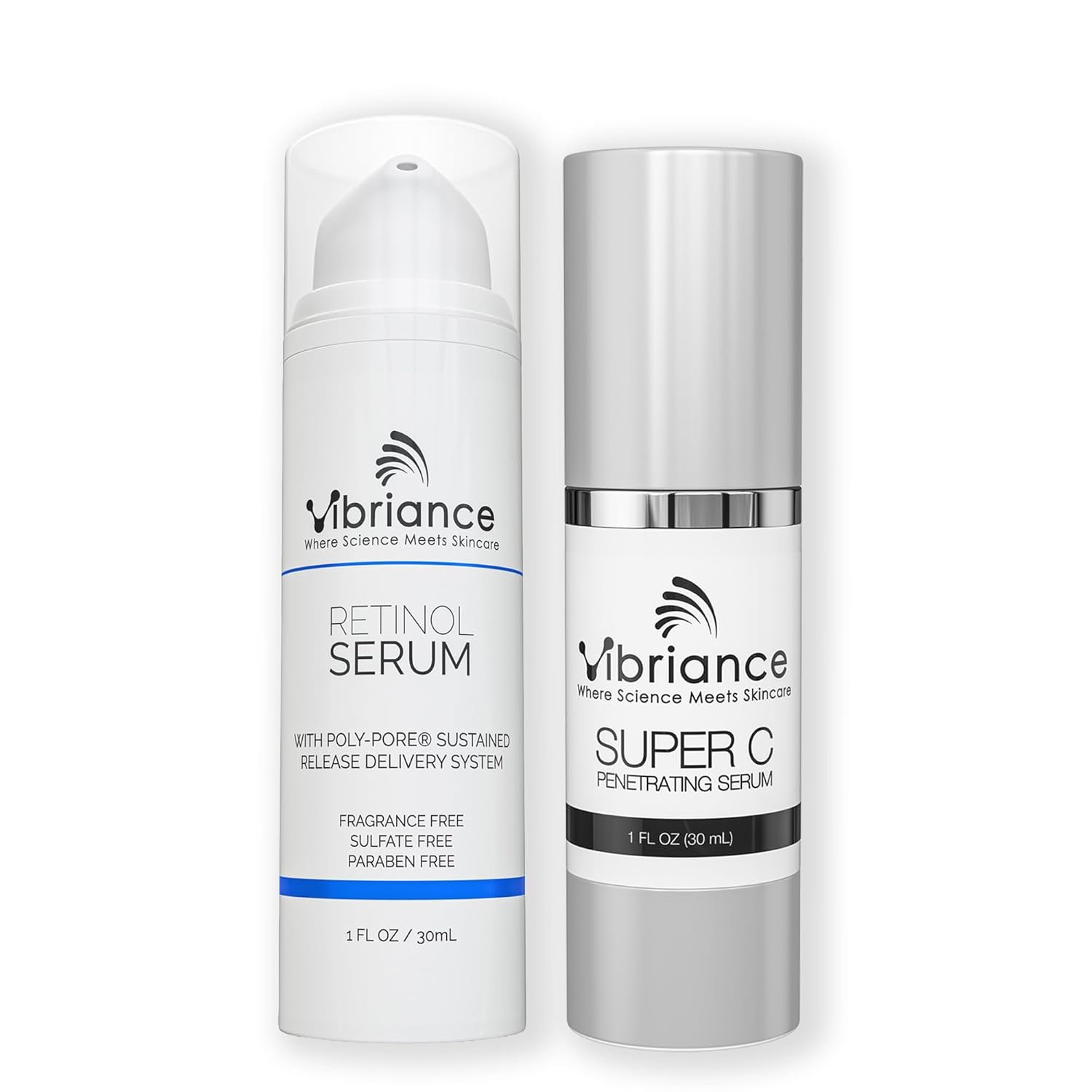 Vibriance Dynamic Duo Skincare Bundle | Super C Vitamin Serum, Retinol Skin Care Set – Age-Defying Night and Day Retinol and Vitamin C Serum for Face Routine Skincare Kit