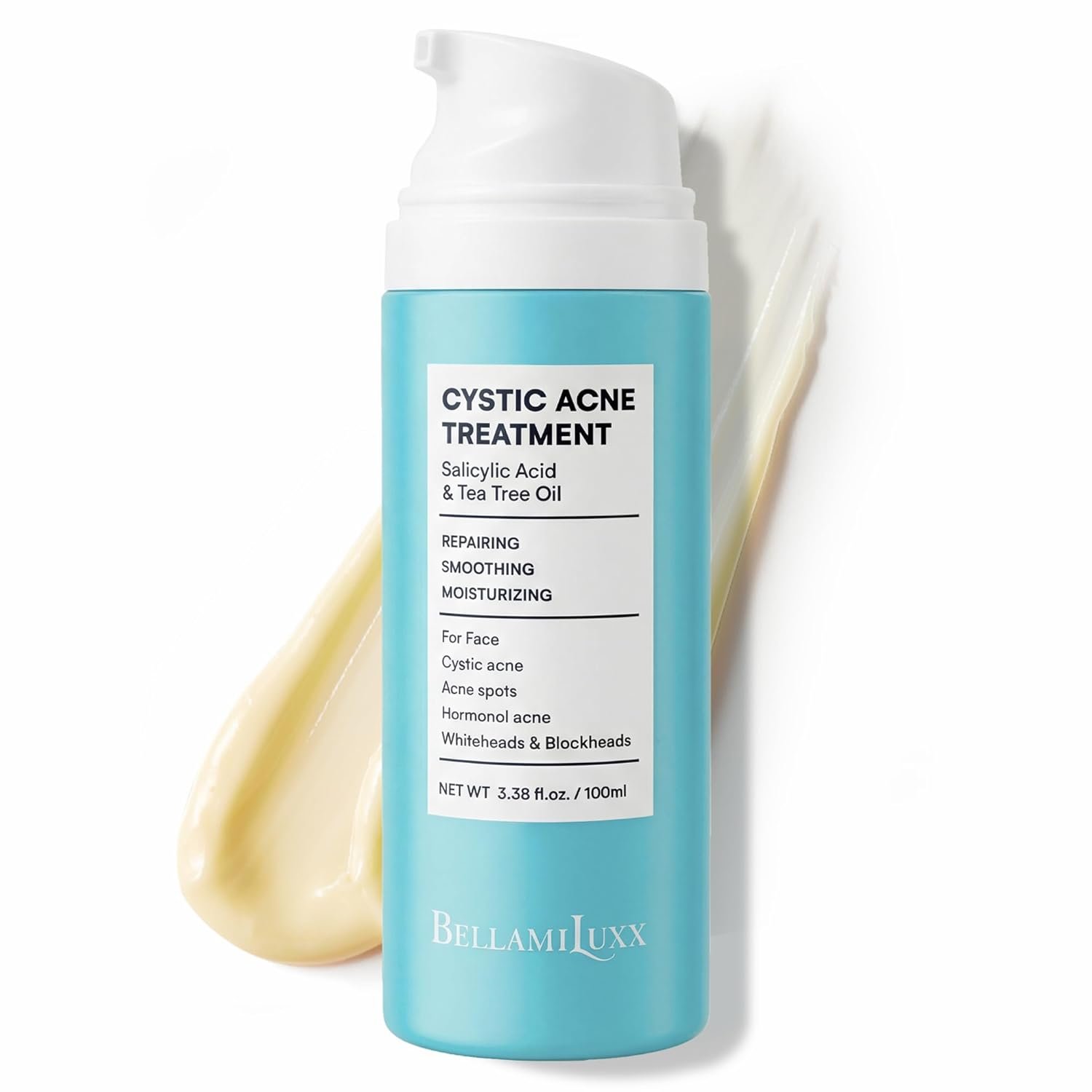 Cystic Acne Treatment for Face: Hormonal Acne Treatment Cream for Teens & Adults – Salicylic Acid & Tea Tree Oil Pimple Spot Remover – Anti-Acne Moisturizer Reduces Redness, Blemishes