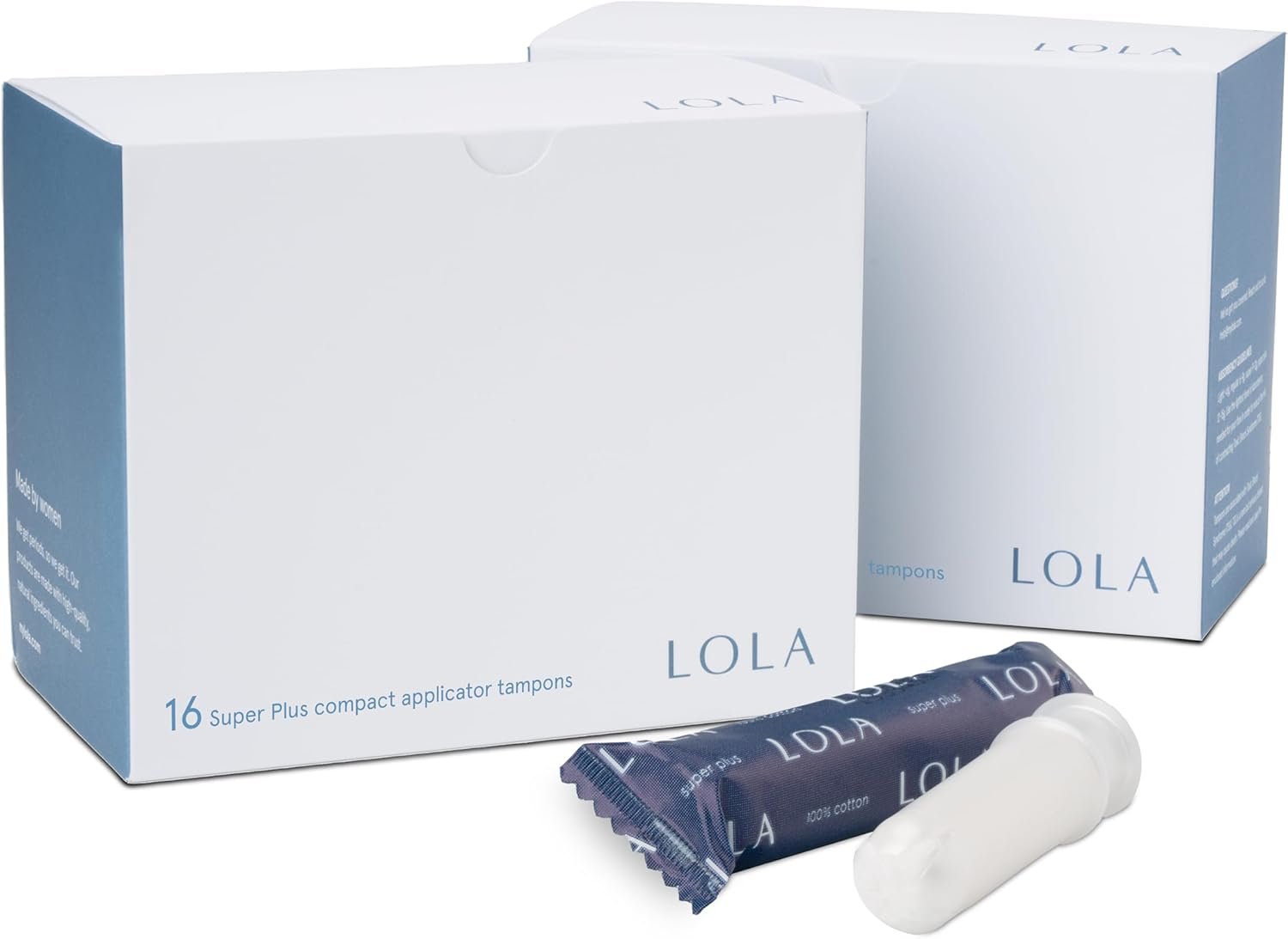 LOLA Super Plus Tampons – 32 Count, Plastic Applicator – Non-Toxic Leak Protection Tampons for Women – Clean Feminine Care