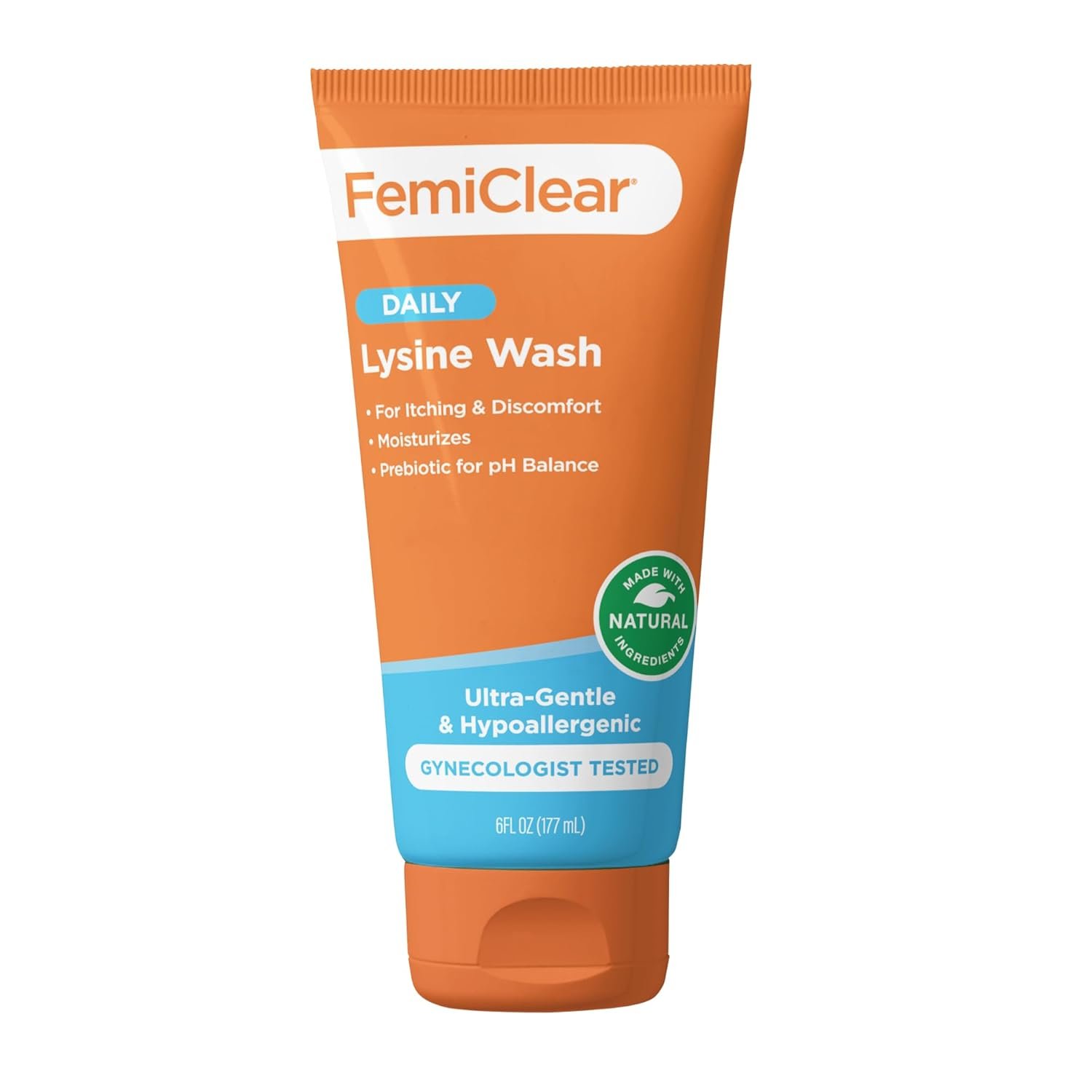 FemiClear® Ultra-Gentle Feminine Wash – Made with Lysine & Lemon Balm for Feminine Hygiene, Essentials for Vaginal Health (6FL oz)