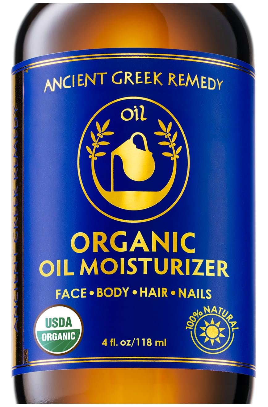 Ancient Greek Remedy Body Oil – Organic After Shower Face Oil & Body Moisturizer for Dry Skin – Almond, Jojoba, Olive, Lavender, Vitamin E Oils – Natural Clean Facial Skincare for Women & Men 4 oz