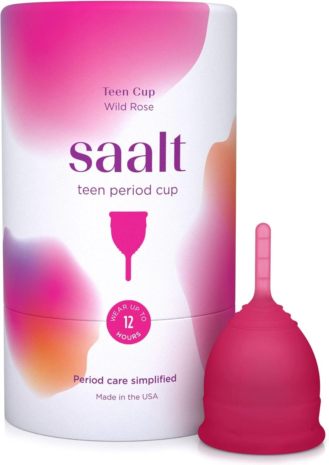 Saalt Teen Menstrual Cup – Reusable Period Cup – Made for Comfortable, Leak-Free Protection Up to 12 Hours – BPA & Latex Free – Wild Rose