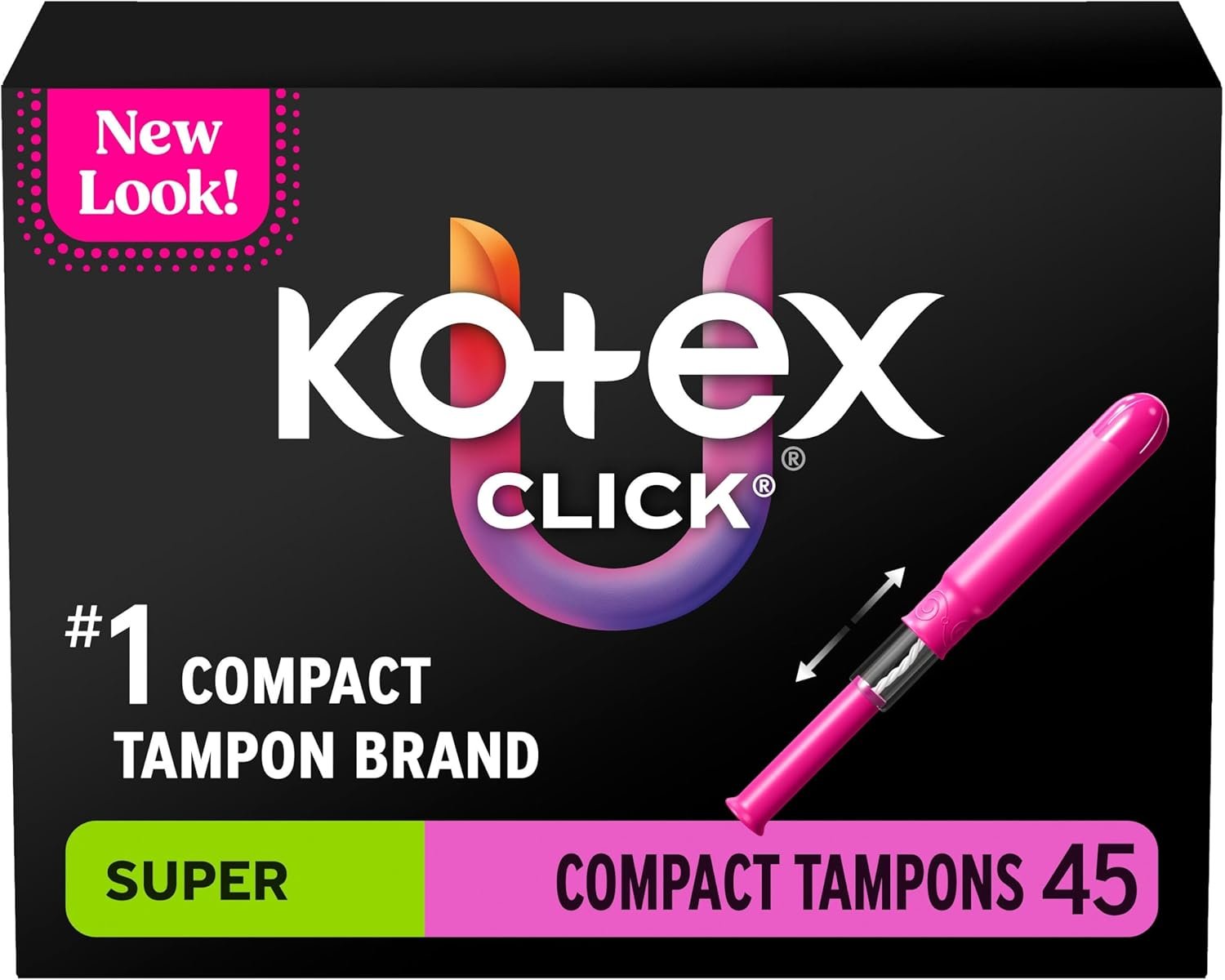 U by Kotex Click Compact Tampons, Super Absorbency, Unscented, 45 Count