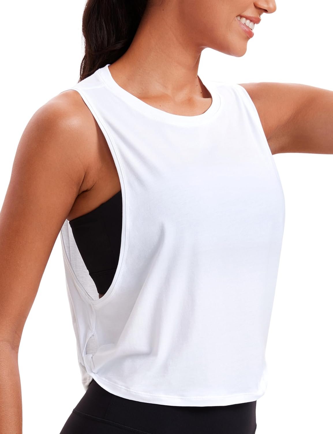 CRZ YOGA Pima Cotton Large Armhole Tank Tops for Women – Workout Sport Athletic Yoga Running Gym Loose Crop Sleeveless Shirts