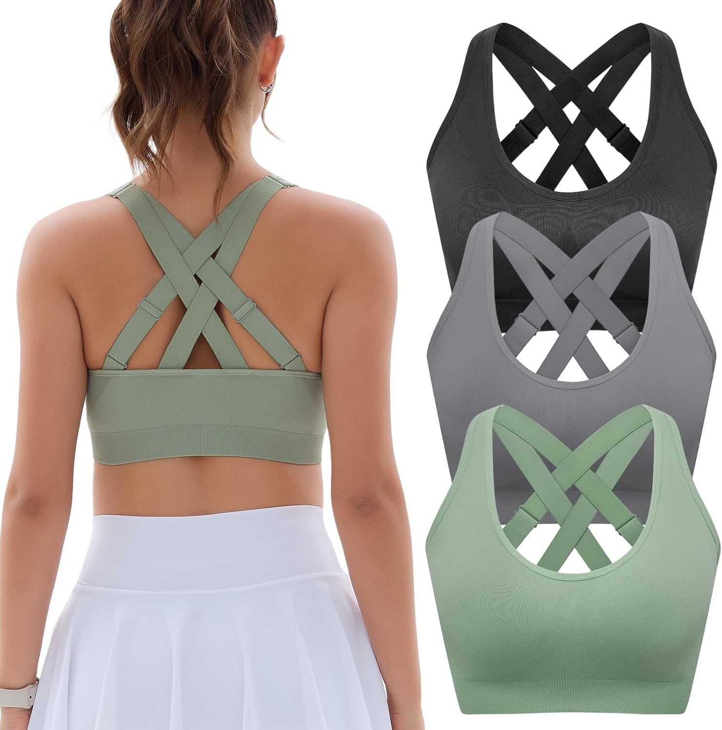 FITTIN Adjustable Sports Bras for Women: High Support Impact Padded Full Coverage Bra for Workout Gym – for C-DDD Large Bust