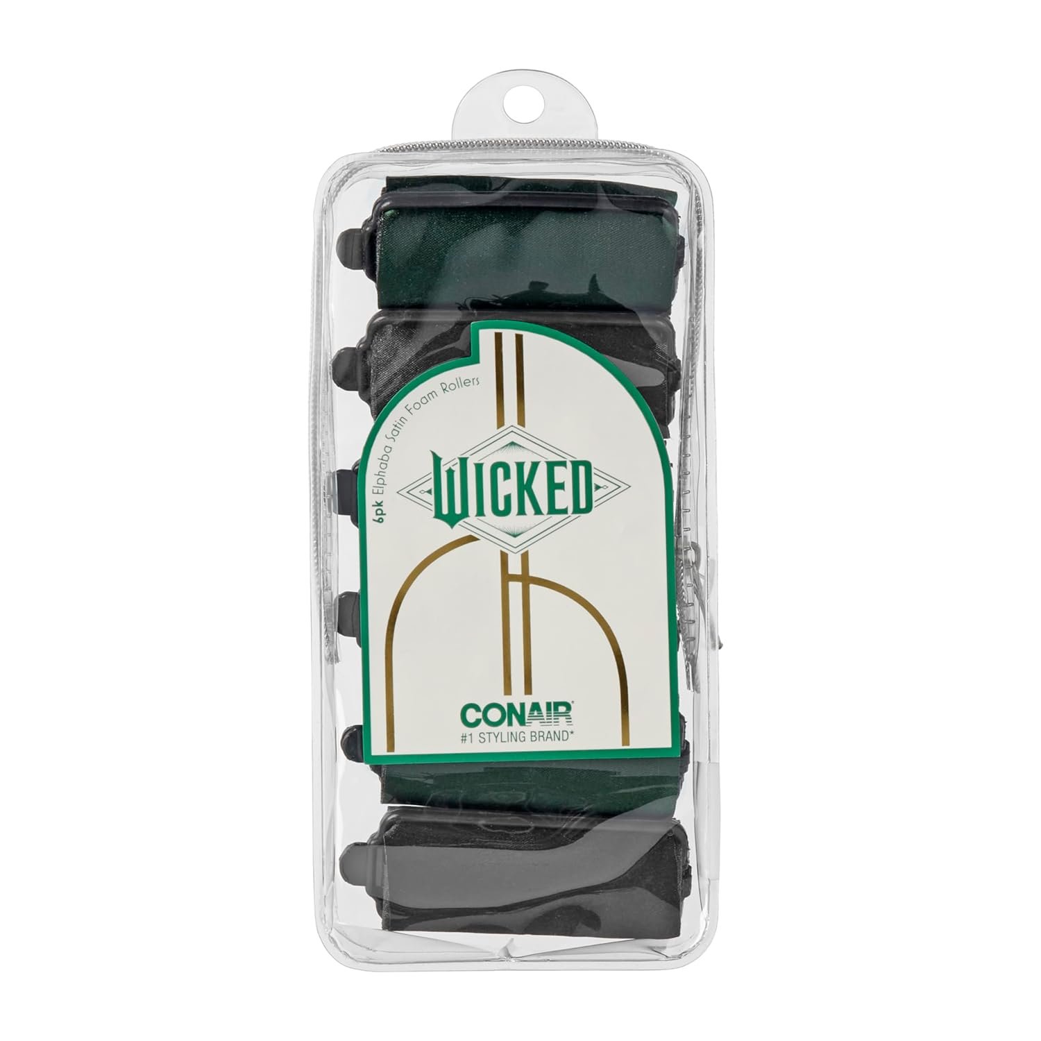 Wicked Elphaba 6PK Satin Rollers – hair rollers – foam rollers – heatless hair curlers – Scunci by Conair