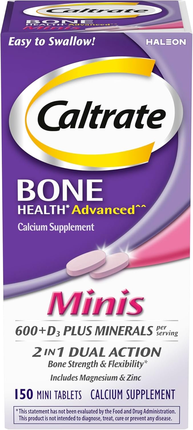 Caltrate Minis 600 Plus D3 Plus Minerals Calcium and Vitamin D Supplement Tablets, Bone Health and Mineral Supplement for Adults – 150 Count