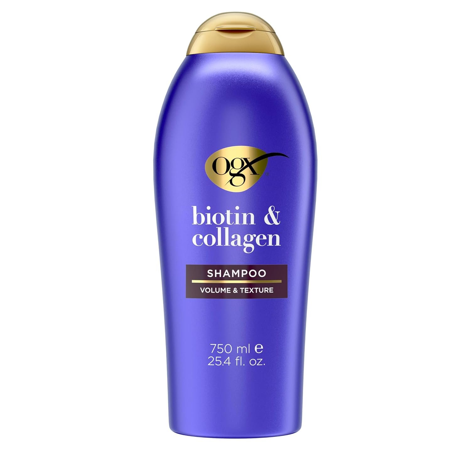 OGX Thick & Full + Biotin & Collagen Volumizing Shampoo, Nutrient-Infused Hair Shampoo with Vitamin B7 Biotin Gives Hair Volume & Body for 72+ Hours, Sulfate-Free Surfactants, 25.4 fl. oz