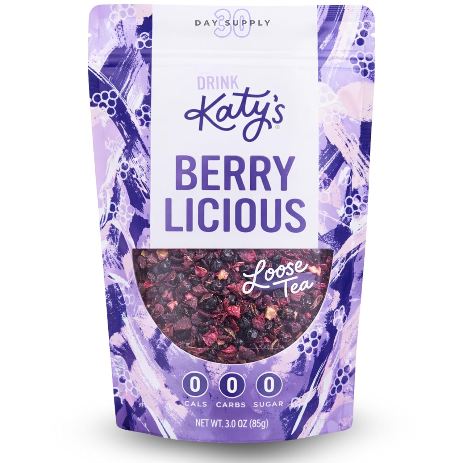 Katy’s Berry Loose Leaf Tea – Hibiscus, Blueberry & Cranberry – Fruity Herbal Tea, Caffeine-Free, Sugar-Free – Hot or Cold Brew Tea – 30+ Cups – Woman-Owned – 3oz Pouch