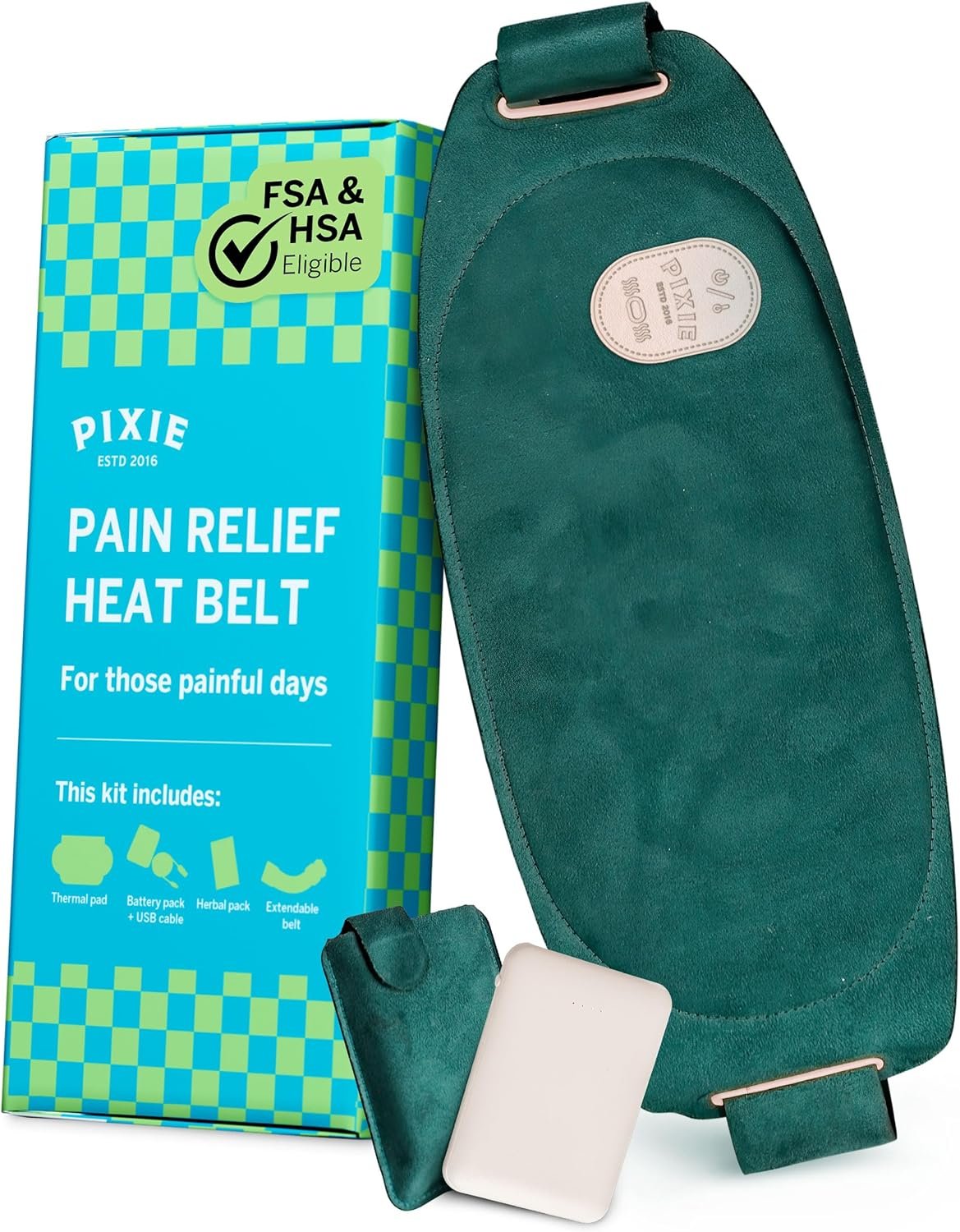 Pixie Period Heating Pad for Cramps – Thinnest Wearable Heating Pad for Feminine Care – Unnoticeable Under Clothes – Best Portable Heat Belt for Menstrual Pain Relief – FSA Eligible and HSA Eligible