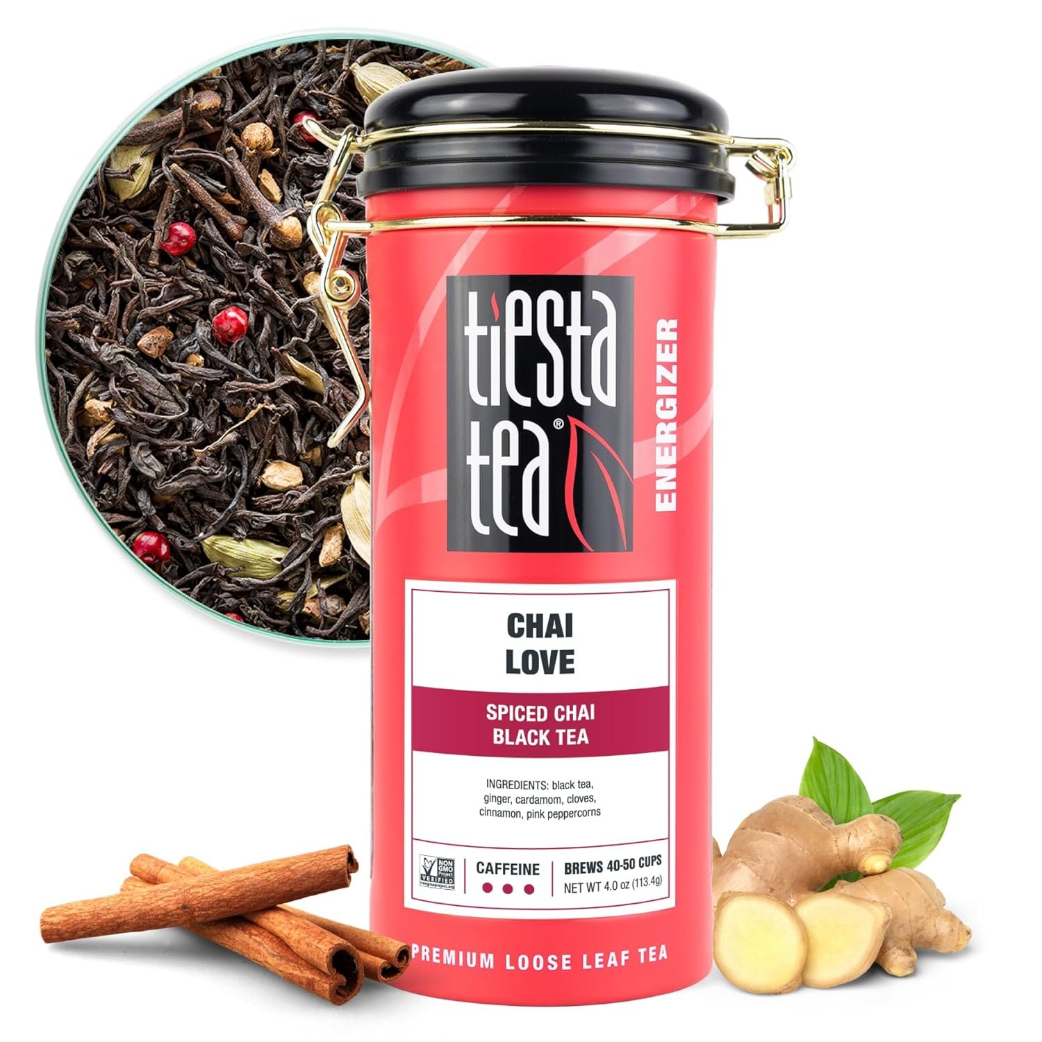 Tiesta Tea – Chai Love, Loose Leaf, Spiced Chai Black Tea, Premium Blend, High Caffeinated, Make Hot or Iced & Brews Up to 50 Cups, 4 Ounce Refillable Tin