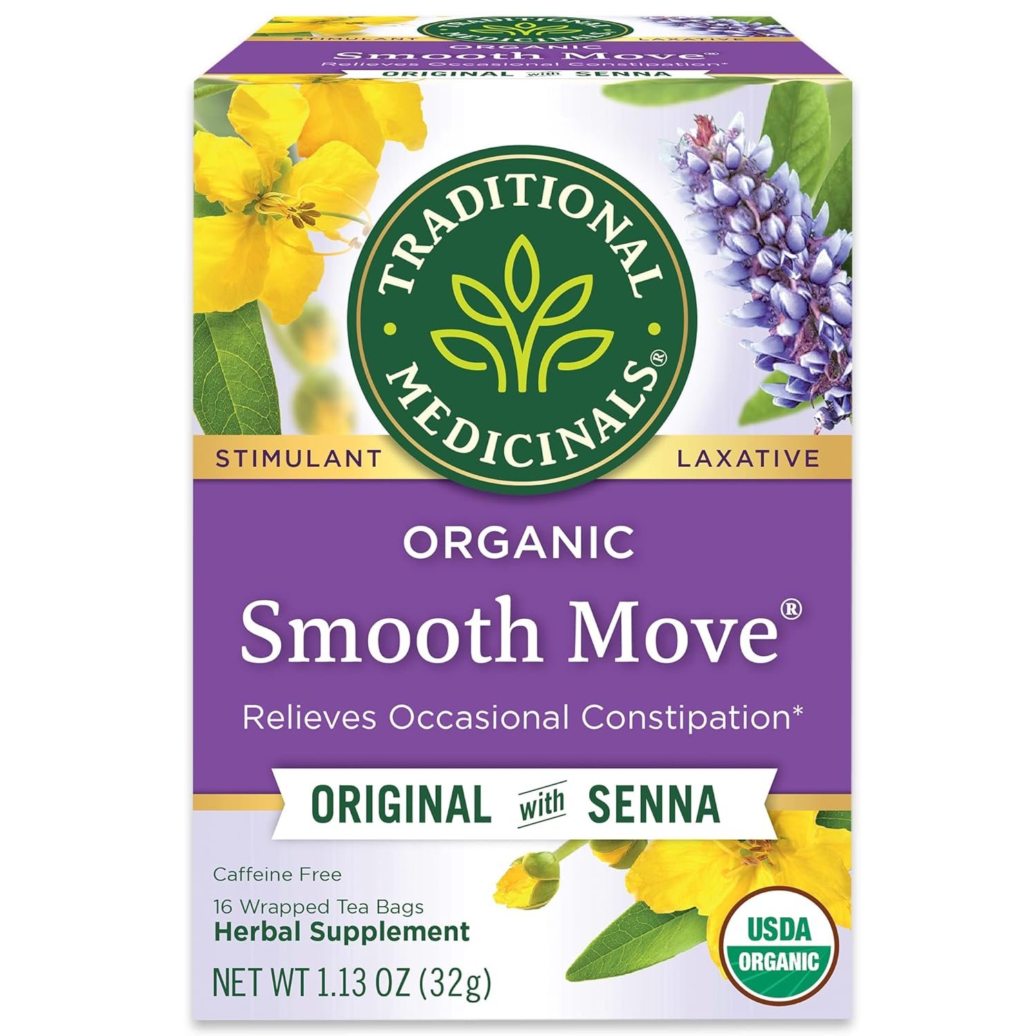 Traditional Medicinals Organic Smooth Move Laxative Tea, 16 Tea Bags (Pack of 1)