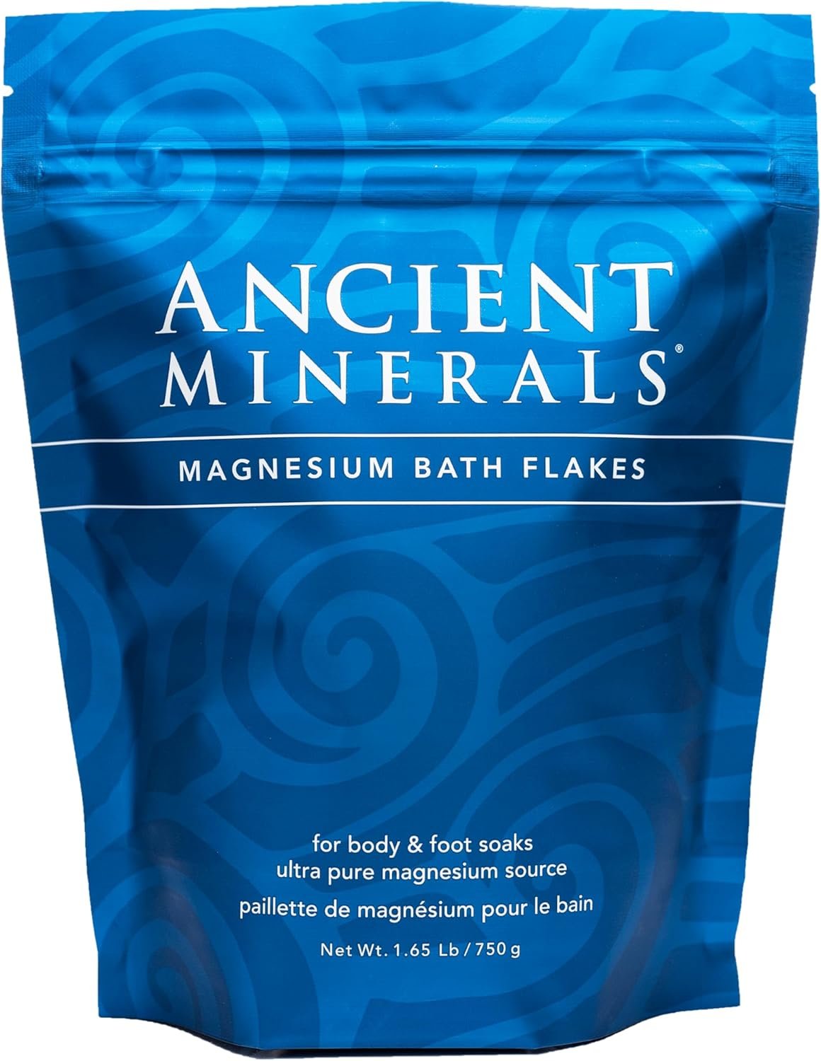 Ancient Minerals Magnesium Bath Flakes of Pure Genuine Zechstein Chloride – Resealable Magnesium Supplement Bag That Will Outperform Leading Epsom Salts 1.65 lbs