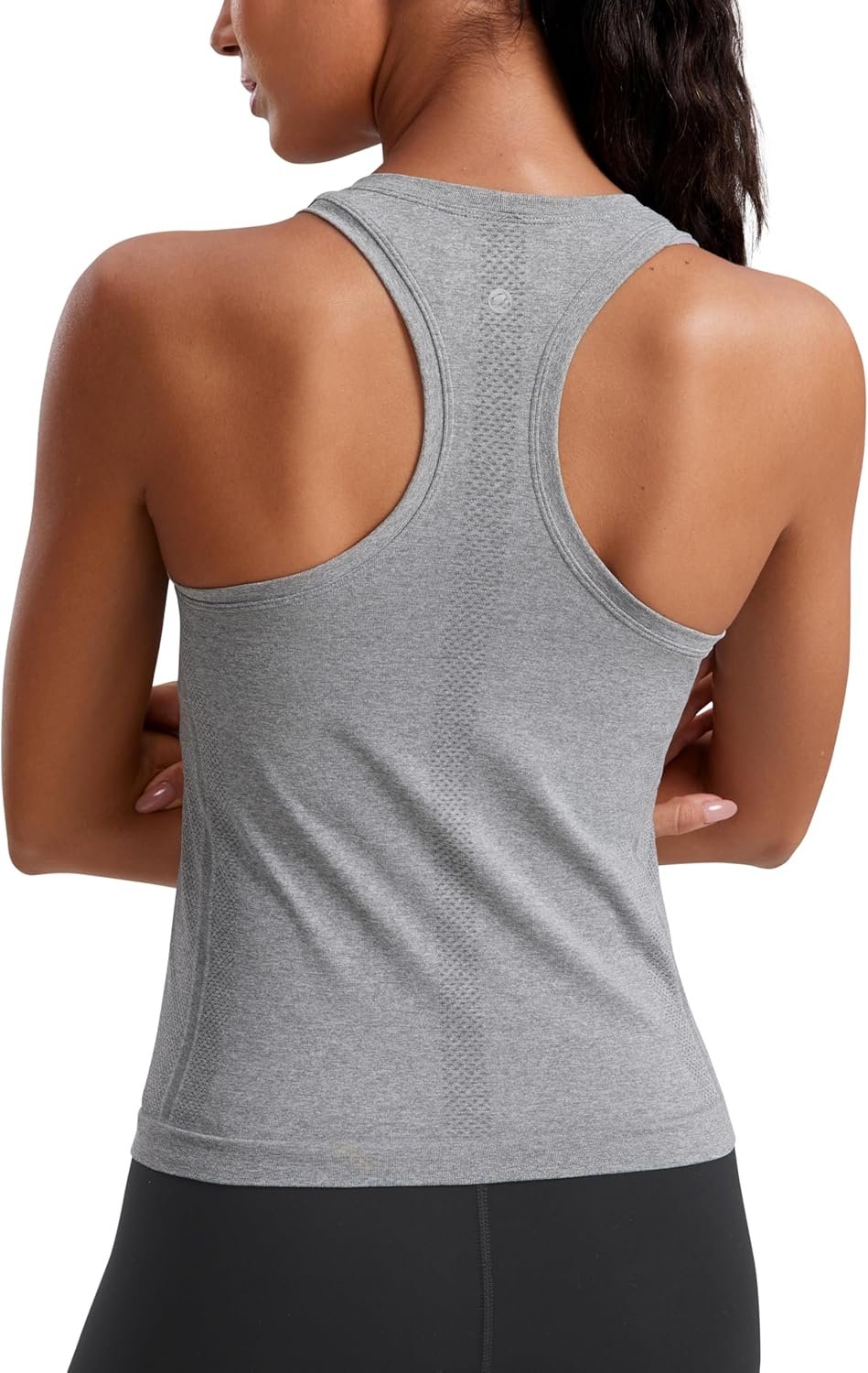 CRZ YOGA Seamless Workout Tank Tops for Women – Athletic Running Gym Sleeveless Shirts Crewneck Racerback Breathable