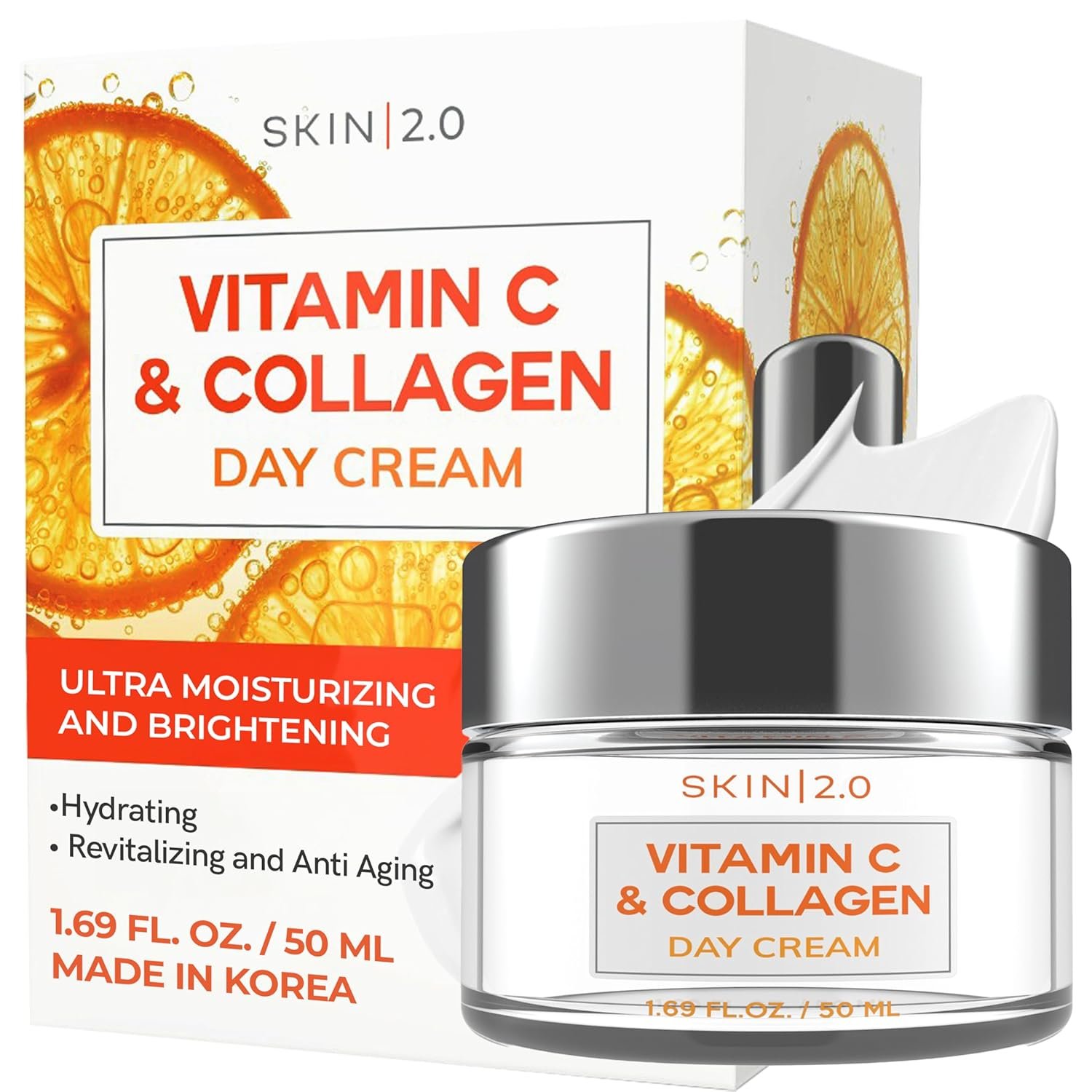Vitamin C & Collagen Face Moisturizer – Dermatologist Tested, Anti-Aging, Skin Tightening – Brightening, Clean Beauty, Cruelty-Free, Korean Skincare for All Skin Types – 1.69 Fl oz