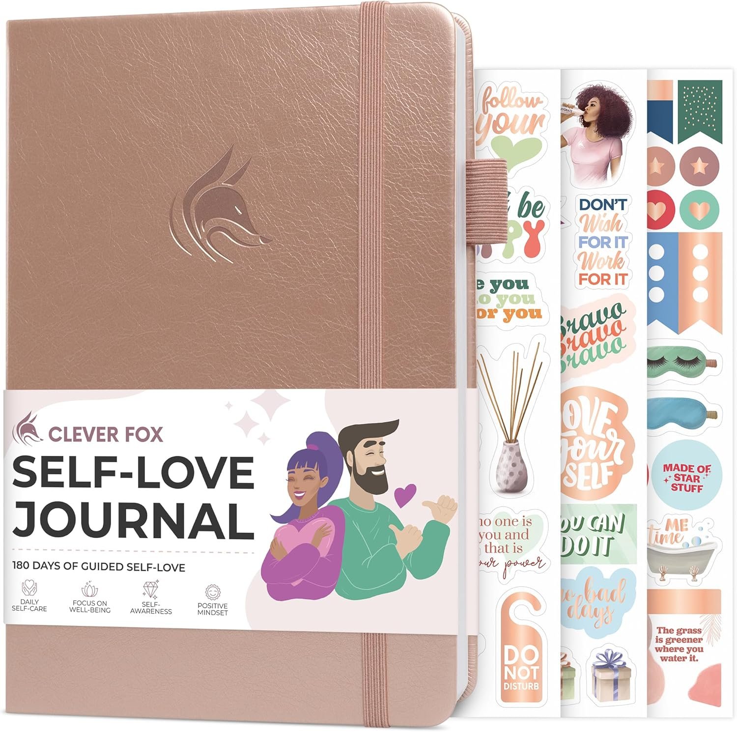 Clever Fox Self-love Journal – Guided Self-Discovery Log for Self-care, Reflection & Self-help, Mental Health, Gratitude & Mindfulness (Rose Gold)