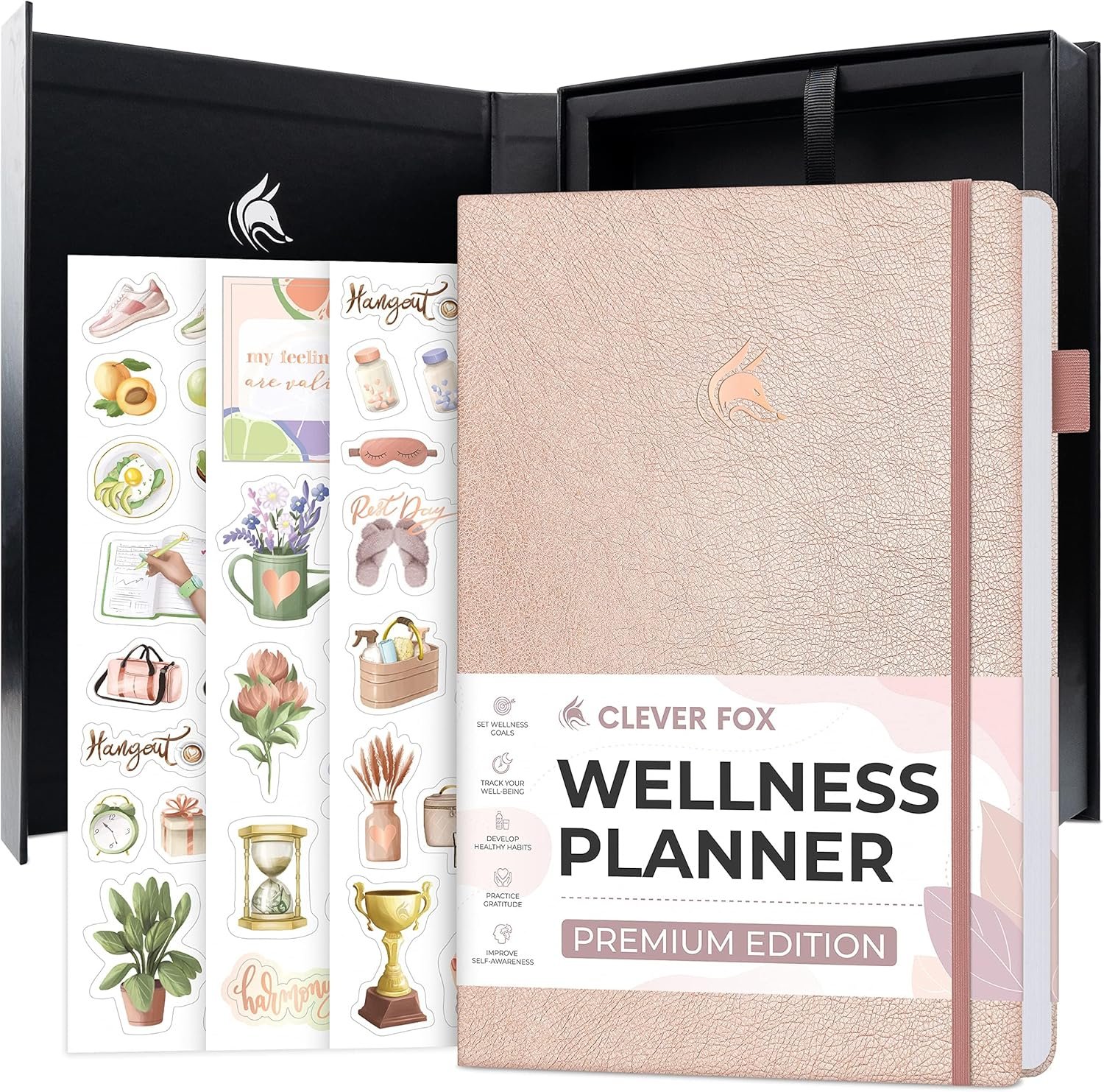 Clever Fox Wellness Planner Premium – Daily Lifestyle Journal to Support Health, Nutrition & Exercise – Healthy Living Journal with Meal, Exercise & Habit Trackers – Lasts 3 Months (Rose Gold)