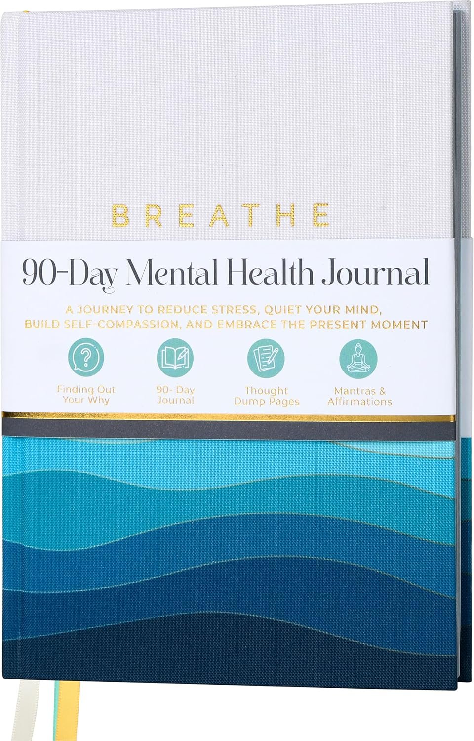 90-Day Guided Mental Health Journal with Daily Prompts for Anxiety, Stress Relief & Self Care – Mindfulness, Healing & Emotional Wellness – Cover Made from Recycled Ocean Plastic