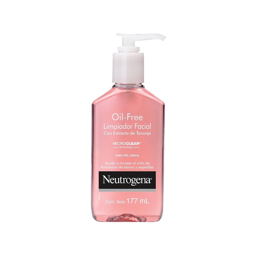 Neutrogena Oil-Free Pink Grapefruit Pore Cleansing Acne Wash and Daily Liquid Facial Cleanser with 2% Salicylic Acid Acne Medicine and Vitamin C, 6 fl. oz