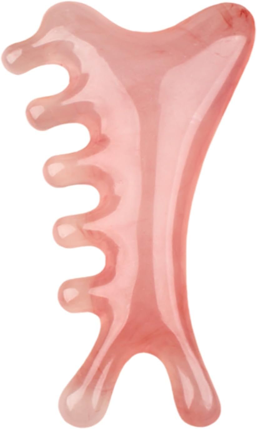 Gua Sha Facial Tools,4 in 1 Resin Head Massager Scalp Comb with Gift Pouch,Guasha Tool for Face, Eye & Body Lymphatic Drainage, Nose Sculpting&Jaw Lifting ,Gifts for Mom Girl Sister Friend (Pink)