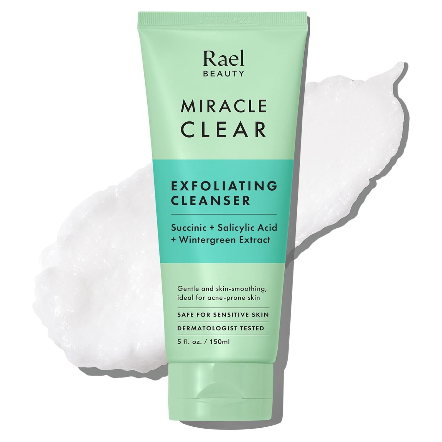 Rael Miracle Clear Facial Cleanser – Makeup Remover, Daily Face Wash, Gentle Deep Pore Cleansing Korean Skin Care for Oily & Combination Skin (Exfoliating Cleanser, 5.1 fl. oz)