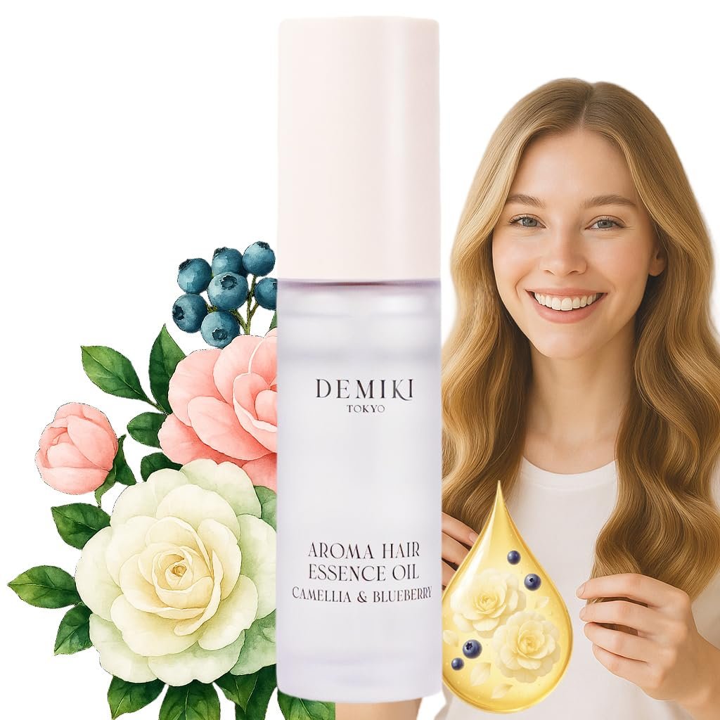 DEMIKI Hair Oil Japanese Hair Care,Hair Oil for Frizzy Hair,Anti Frizz Hair Products for Women,Hair Moisturizer,Hair Perfume Oil,Hair Beauty Products,Hair Serum for Frizzy and Damaged Hair 1.18fl.oz