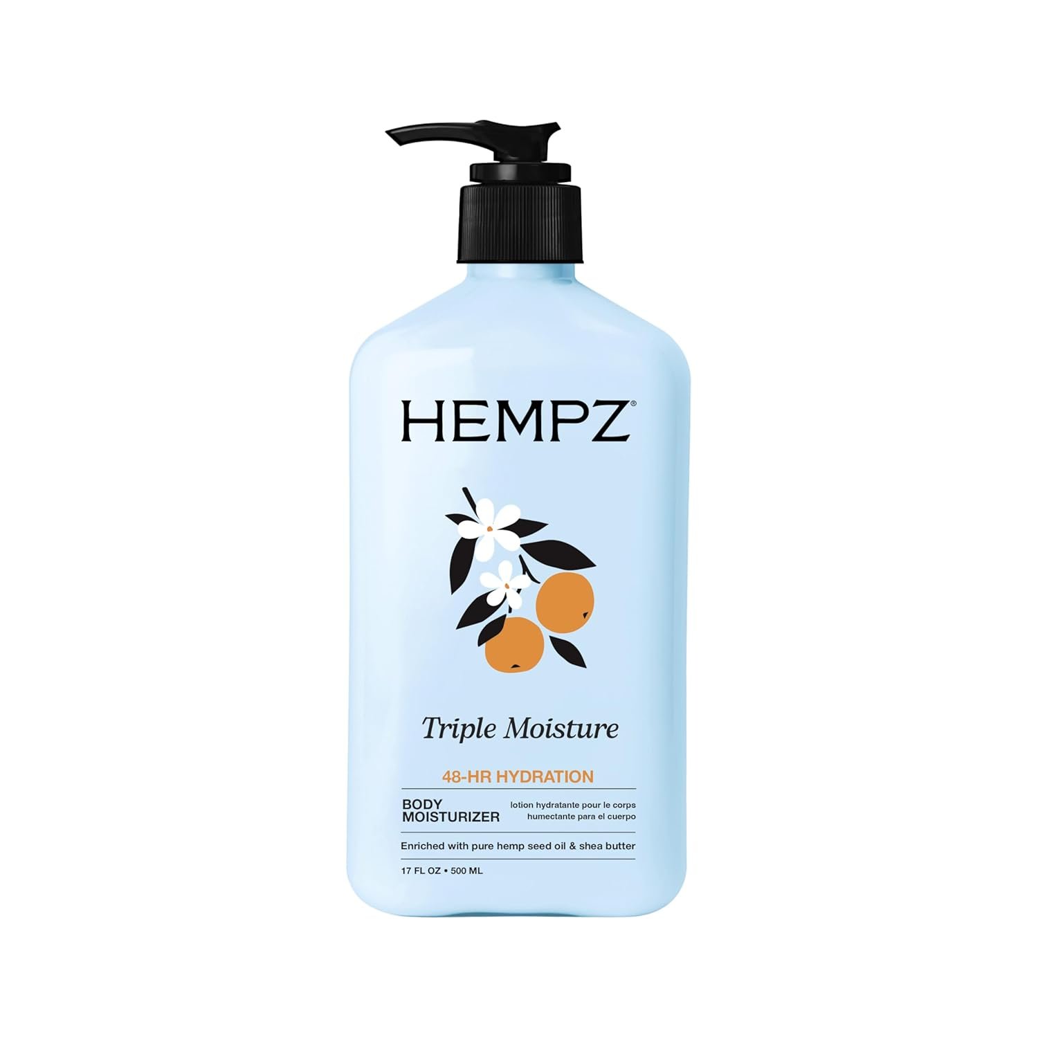 HEMPZ Triple Moisture Body Moisturizer, 17 Oz – Hydrating Lotion Rich with Minerals, Vitamin C, & Hempseed Oil to Nourish & Repair Extremely Dry or Sensitive Skin for Body