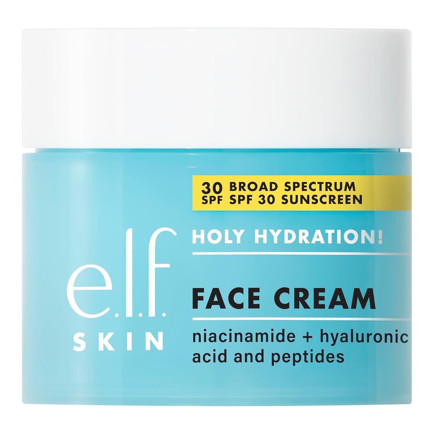 e.l.f. SKIN Holy Hydration! Face Cream – Broad Spectrum SPF 30 Sunscreen, Moisturizes & Softens Skin, Quick-Absorbing & Ultra-Hydrating, 1.7 Oz (50g)