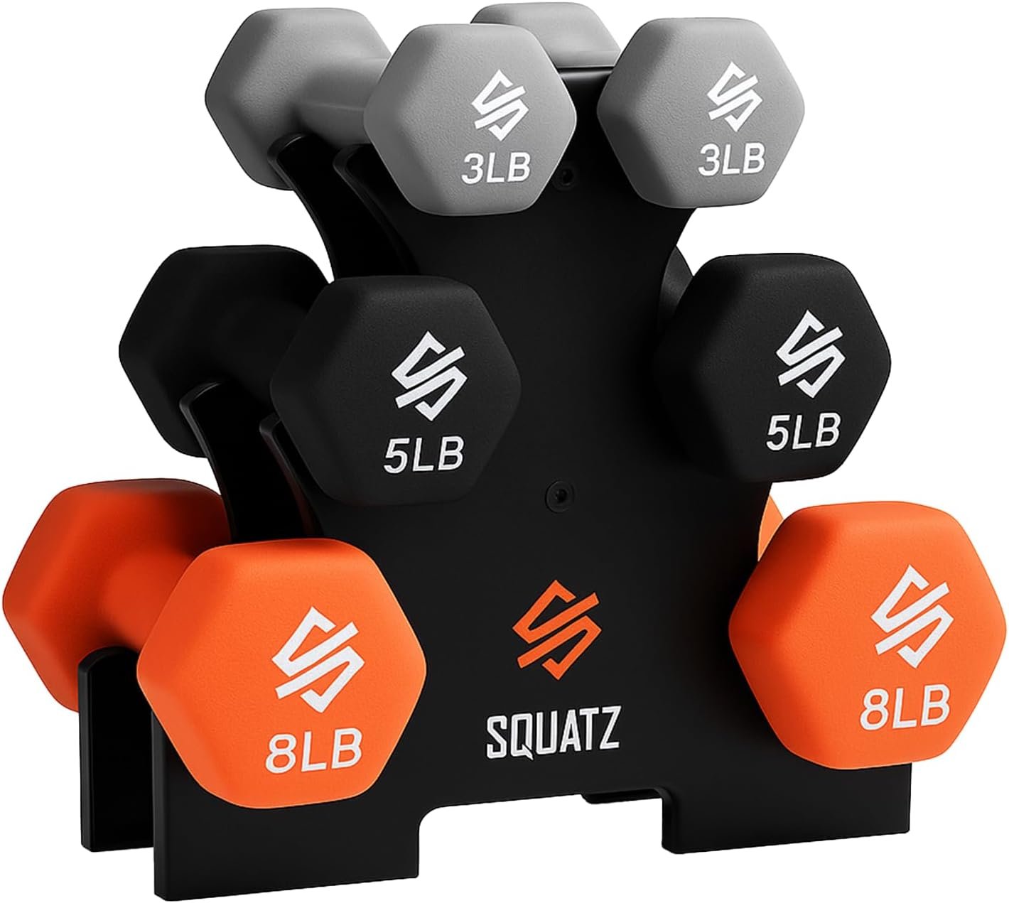 SQUATZ Dumbbell Weights Set with Stand