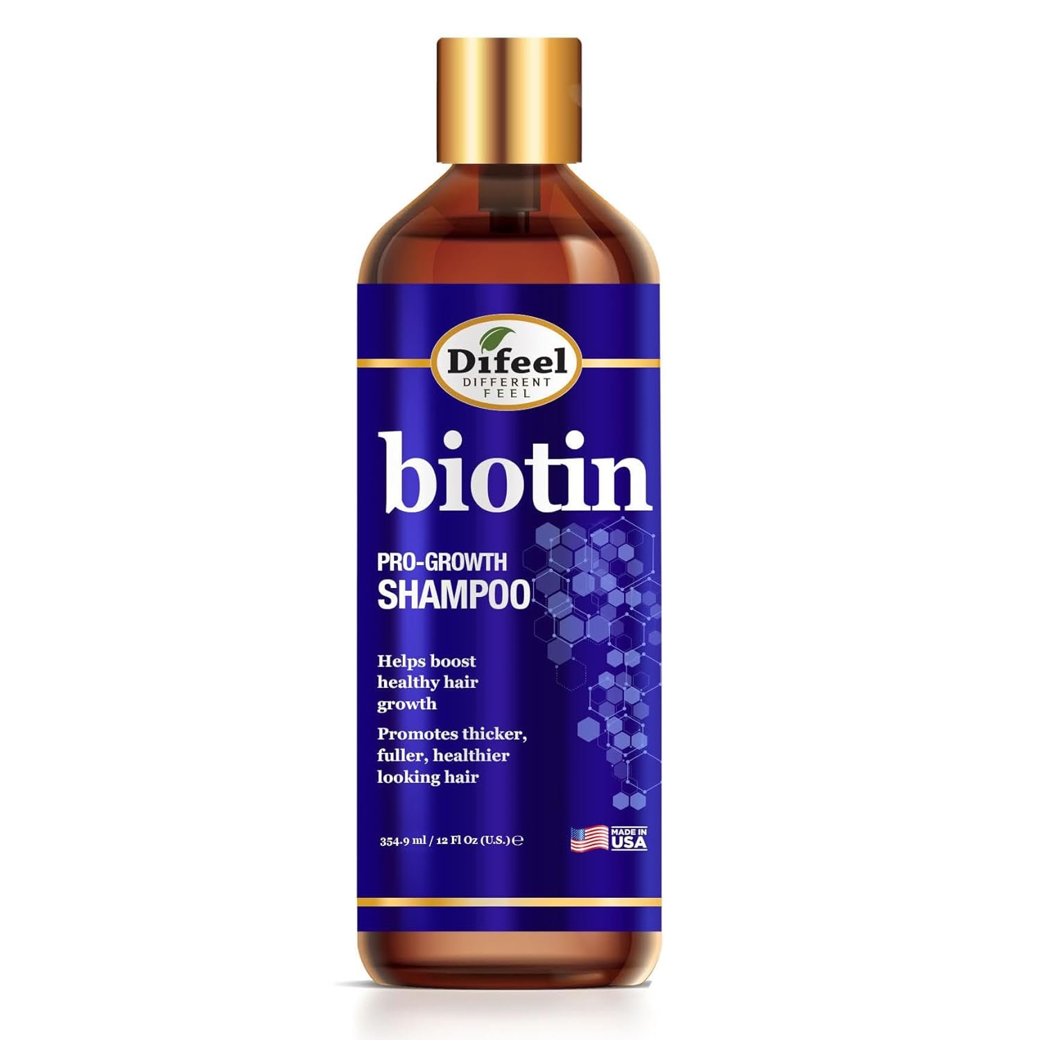 Difeel Pro-Growth Biotin Shampoo 12 oz. – for Thinning Hair and Hair Loss, Paraben-Free Shampoo with Biotin for Hair Growth