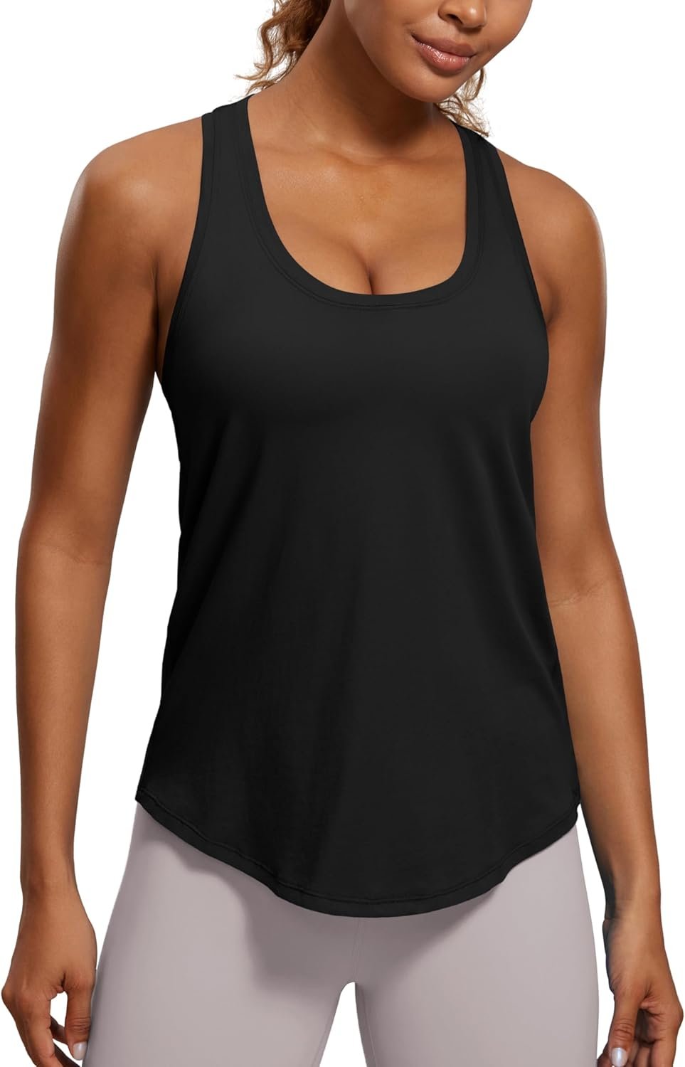 CRZ YOGA Pima Cotton Racerback Tank Tops for Women – Workout Athletic Casual Soft Scoop Neck Sleeveless Shirts