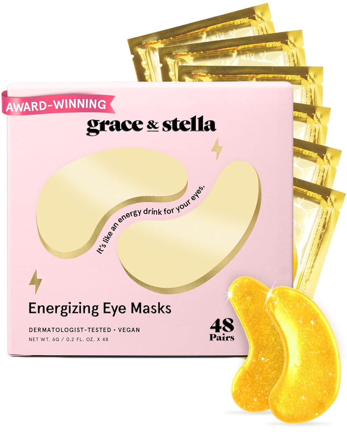 grace & stella Award Winning Under Eye Mask – Birthday Gifts for Women – Gel Eye Patches for Dark Circles, Puffy Eyes, Wrinkles, Undereye Bags – Gifts for Teen Girls – Vegan (48 Pairs, Gold)