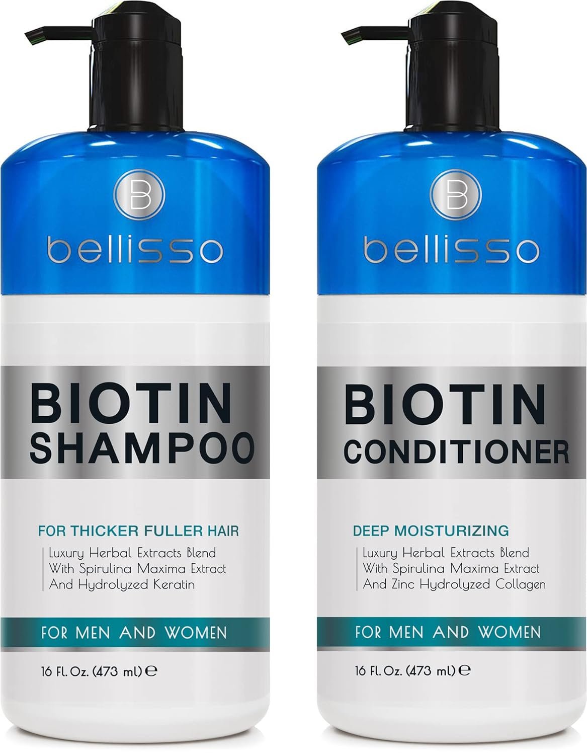 Biotin Shampoo and Conditioner Set – Sulfate and Paraben Free Treatment for Men and Women – Hair Thickening Volumizing Products to Help Boost Thinning Hair with Added Keratin