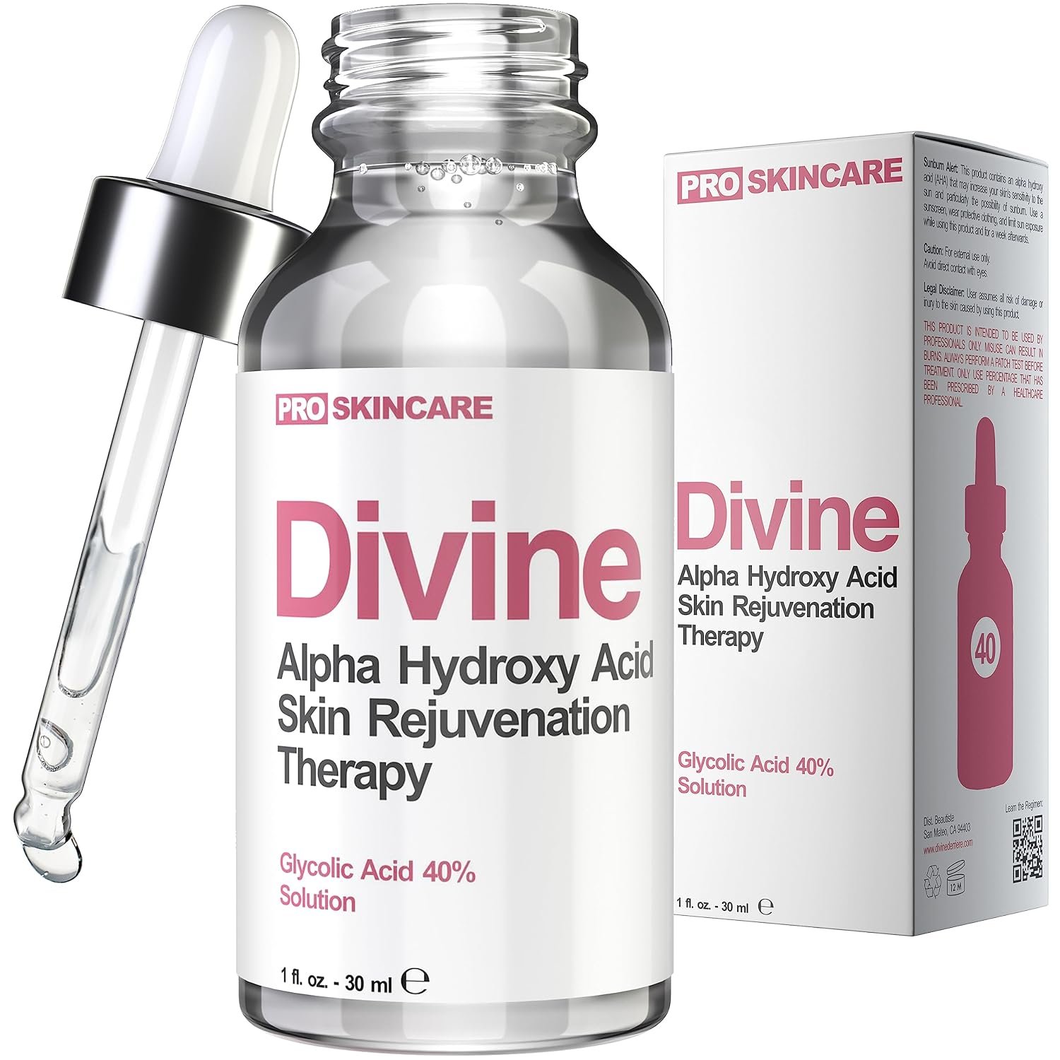 Glycolic Acid Peel 40% Professional Chemical Peel for Face for Acne Scars, Collagen Boost, Wrinkles, Fine Lines – Alpha Hydroxy Acid Liquid Exfoliant for Face Peel Mask for Men & Women