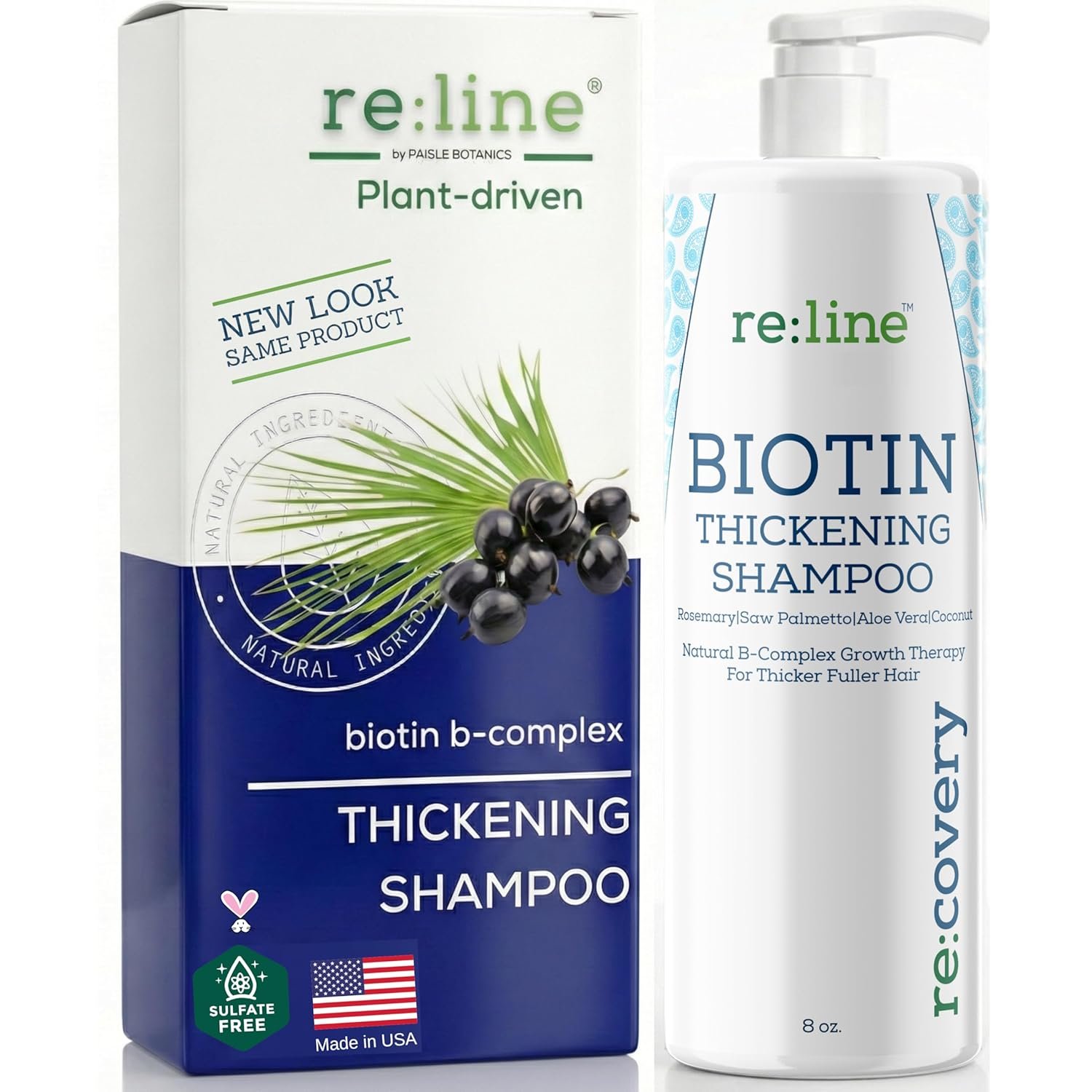 Paisle Botanics Biotin Thickening Shampoo – Natural Volumizing Formula for Fine or Thinning Hair and Fuller Looking Volume – Sulfate & Paraben Free, Color Safe for Women and Men – 8 fl oz