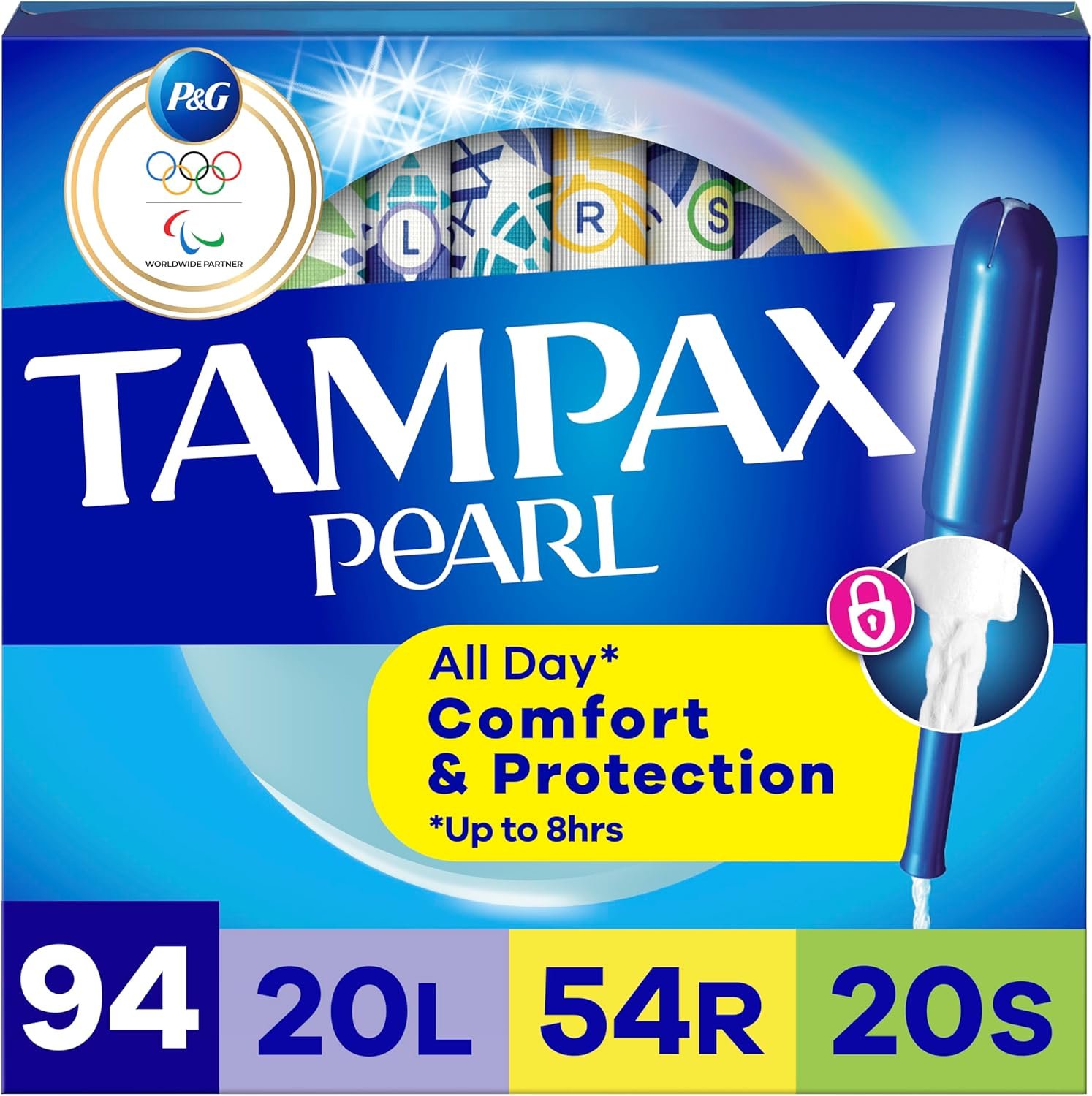 Tampax Pearl Tampons for Women Multipack, with LeakGuard Braid, Light/Regular/Super Absorbency, Unscented, 94 Count (2 Packs of 47) (Packaging May Vary)