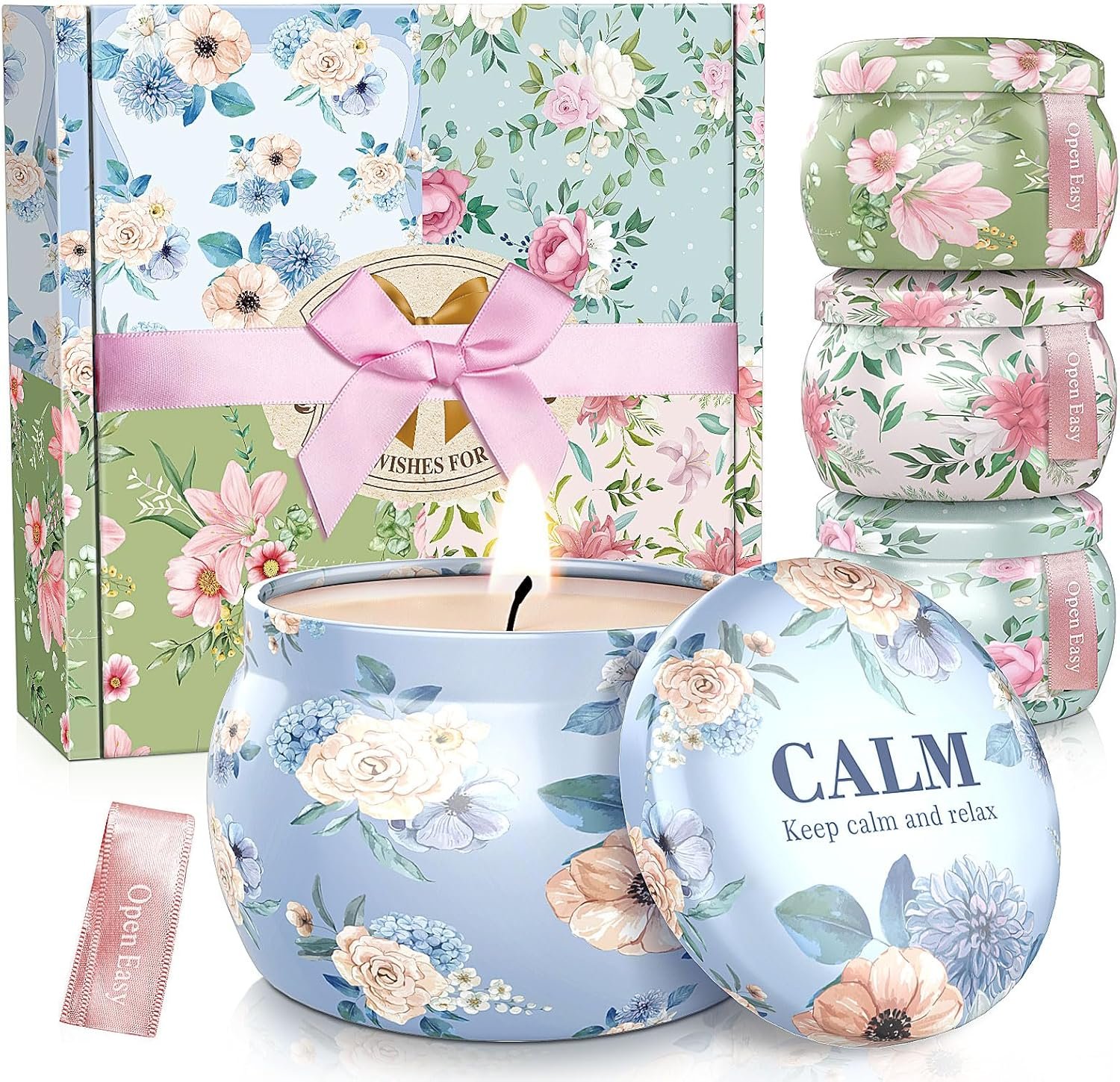 BlissfulOasis Scented Candles Set, 17.6 oz 4 Pack Home Scented Candles, 100-120 Hours Candle Set for Men and Women, Long Lasting Soy Wax Aromatherapy Gift for Birthday, Valentine’s Day, Mother’s Day