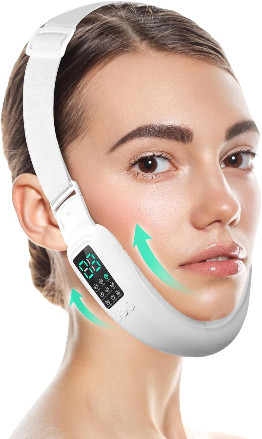 Intelligent Electric Double Chin and V-Shaped Face Machine with 8 Modes & 15 Adjustable Intensities – Women’s V-Face Device – White