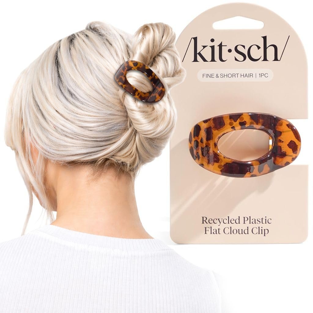 Kitsch Small Flat Claw Clips for Women – Stylish Flat Hair Clips, Strong Hold for Thick & Fine Hair | Non-Slip for Secure, Comfortable All-Day Wear | Ideal Gifts for Women -Tortoise Design