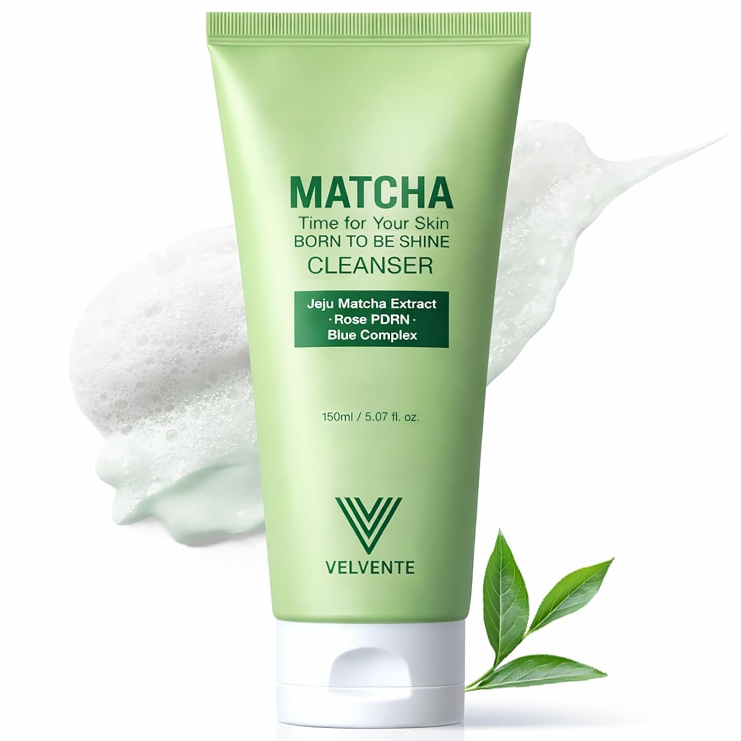 Matcha Gentle Deep Pore Cleansing Facial Cleanser, Low-pH Face Wash for Pore Refining, Rose PDRN Hydrating Daily Facial Wash Redness & Sensitive Skin Friendly, Korean Skincare(5.07 fl.oz.)