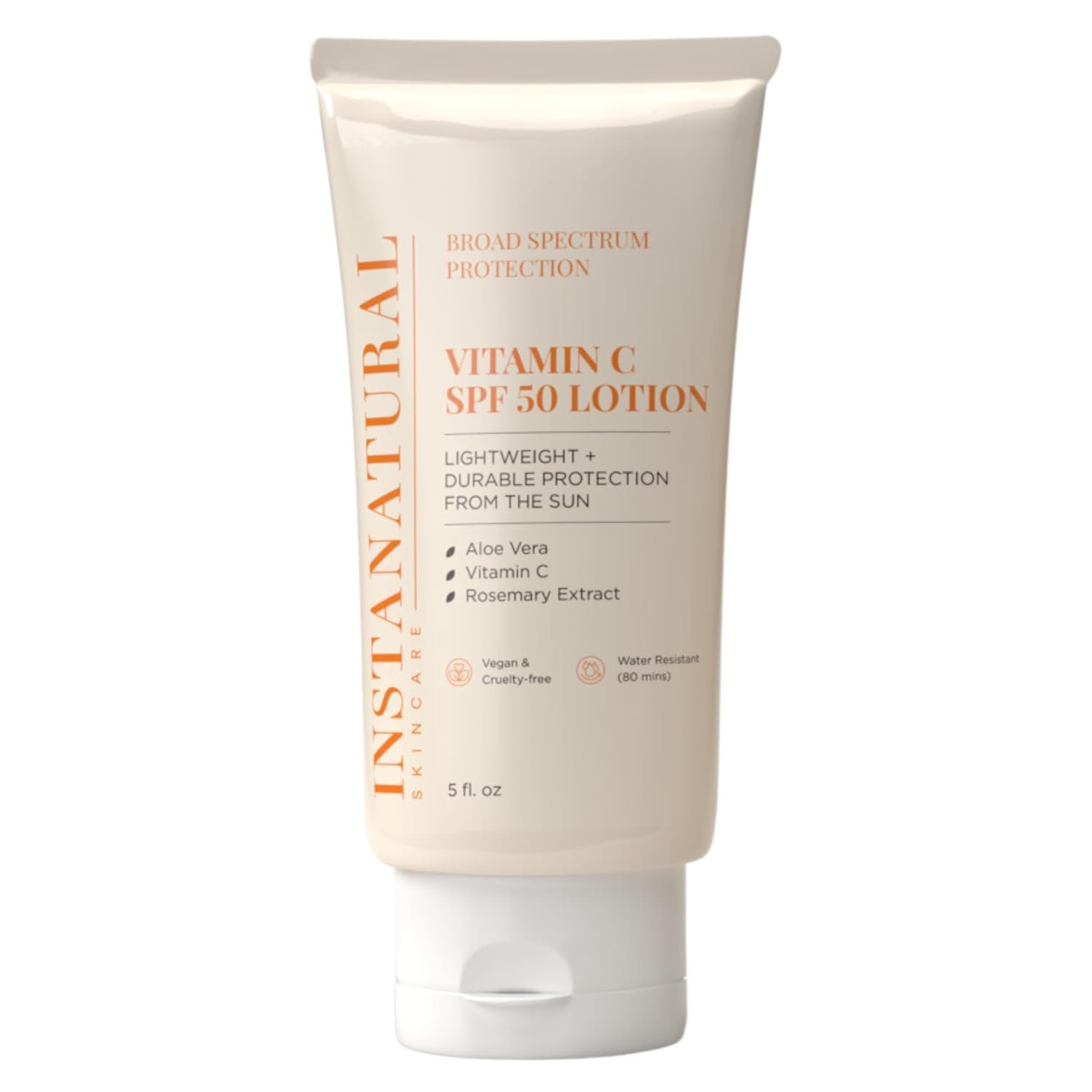 InstaNatural Skin Care Vitamin C SPF 50 Broad Spectrum Sunscreen Lotion, Lightweight, Non-Greasy Moisturizer for Body & Face, UVA, UVB Sunblock, with Aloe Vera & Botanicals, 5 Fl Ounce (Pack of 1)