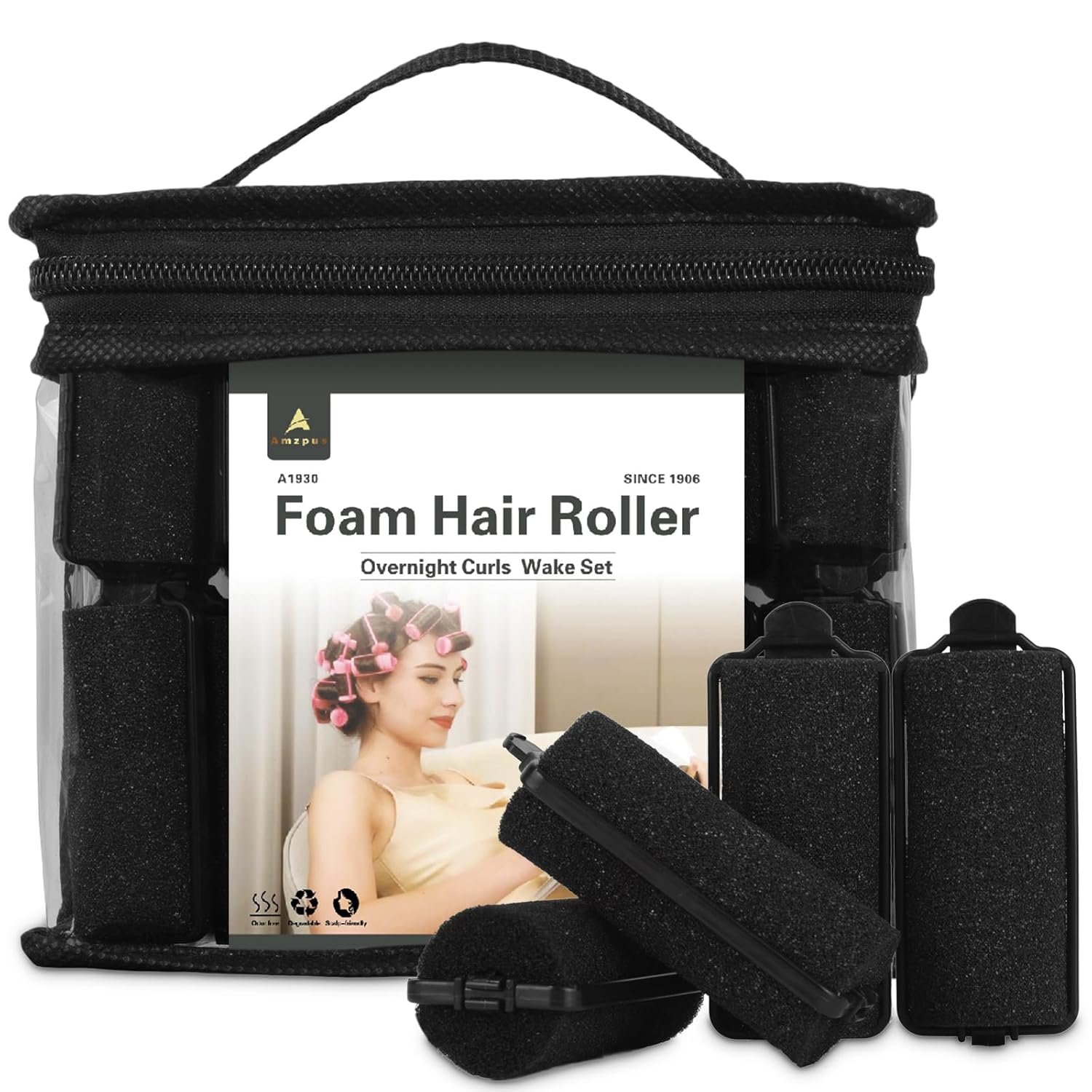 36 Pieces Foam Sponge Hair Rollers – Soft Hair Styling Curlers for Hair Curls (Black, Flexi Rod, 2.8×0.98inch)