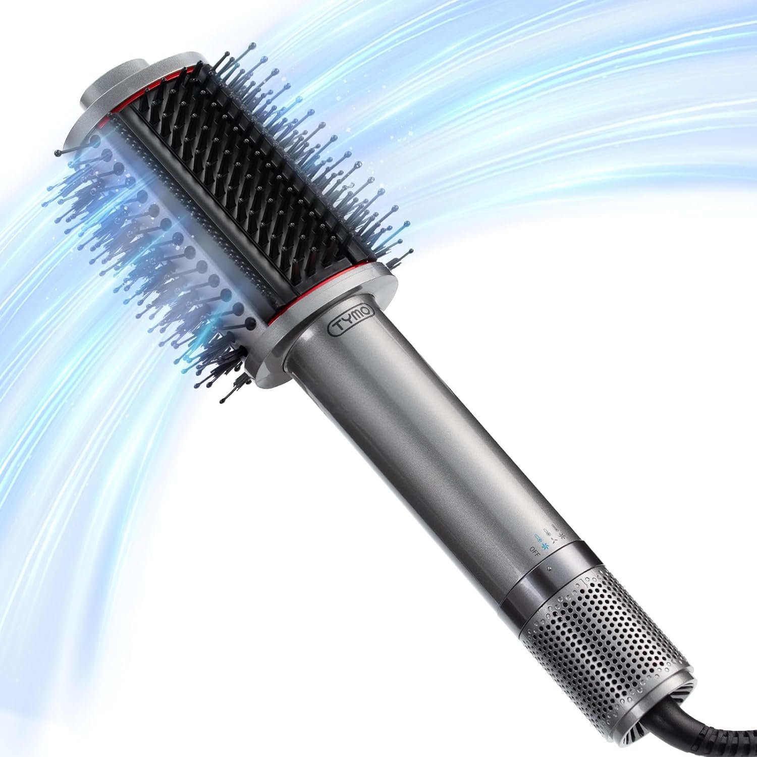 TYMO 4.0 Hair Blow Dryer Brush – Lightweight 3X Faster Drying 5-in-1 Ionic Blowout Hair Dryer Brush Adds Shine, Volume & Fullness for Smooth, Anti-Frizz Straight, Curl & Blowout Styles, Metal Grey